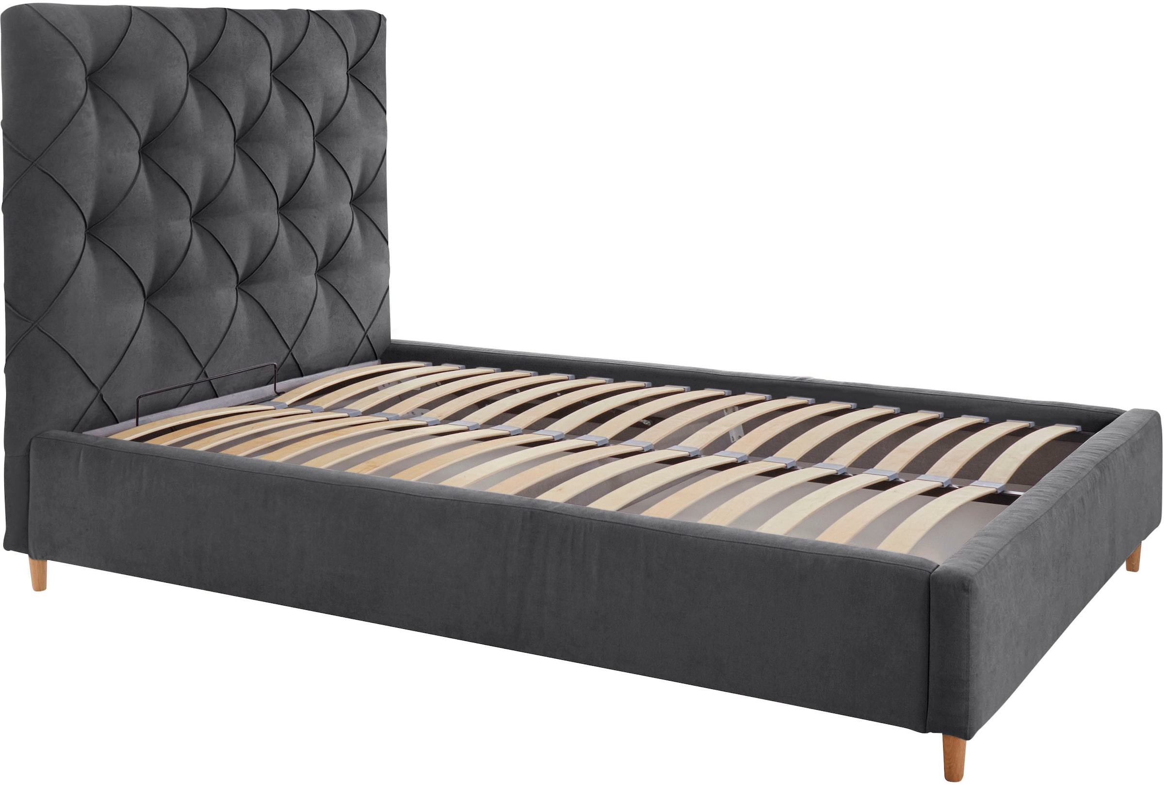 Leonique Lit rembourré »Louanne« mit schöner Knopfheftung im Rückenteil, inkl. Bettkasten