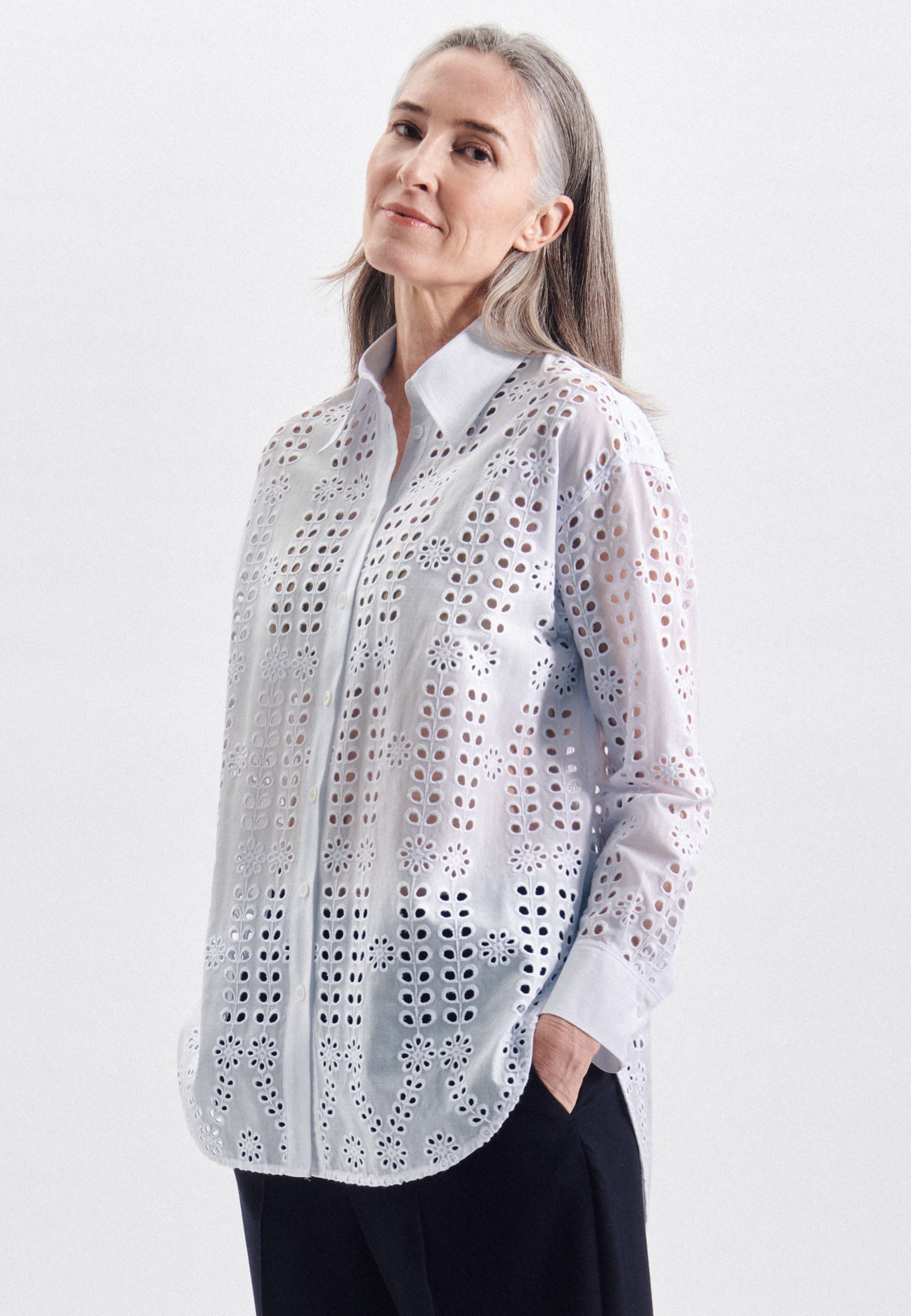 Image of seidensticker Hemdbluse »Schwarze Rose«, Langarm Kragen Stickerei bei Ackermann Versand Schweiz