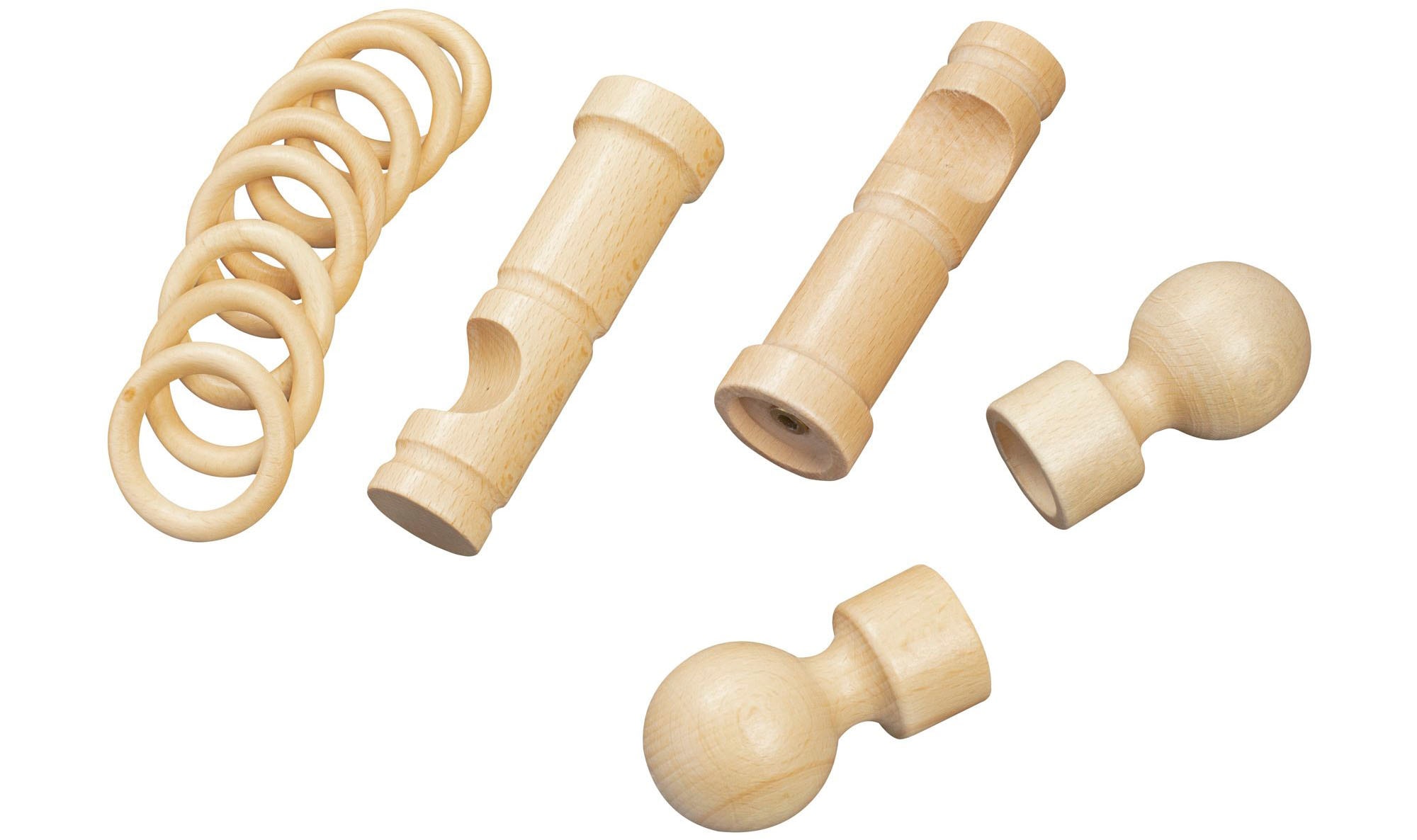 SN DECO GROUP Gardinenstange »Giro«, 1 läufig-läufig, Fixmass, 28 mm, Holz, verschiedenen Längen und Farben, Komplettset