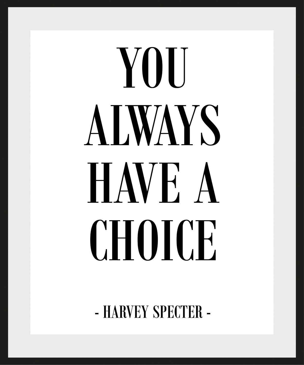 queence Bild »CHOICE«, Schriftzug-Humor-Sprüche & Texte-Schwarz-Weiss-Filmfiguren, (1 St.), HD Premium Poster-Druck inkl. Holzrahmen