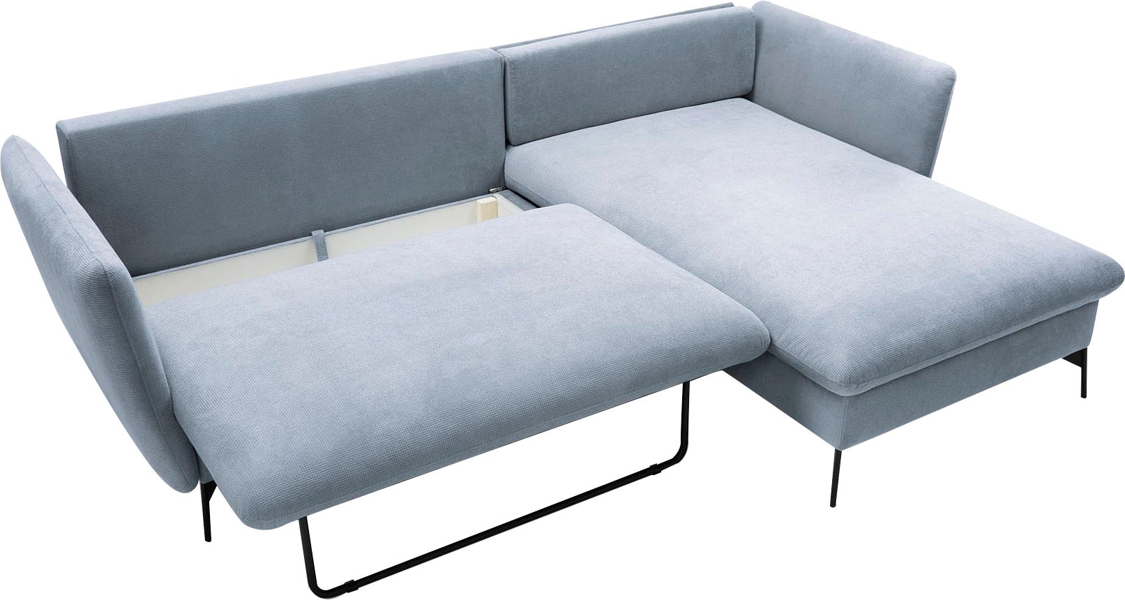 andas Ecksofa »LIVORNO,258 cm, L-Form,«, Schlaffunktion u. Bettkasten (139/224cm), Samt, Struktur, Webstoff