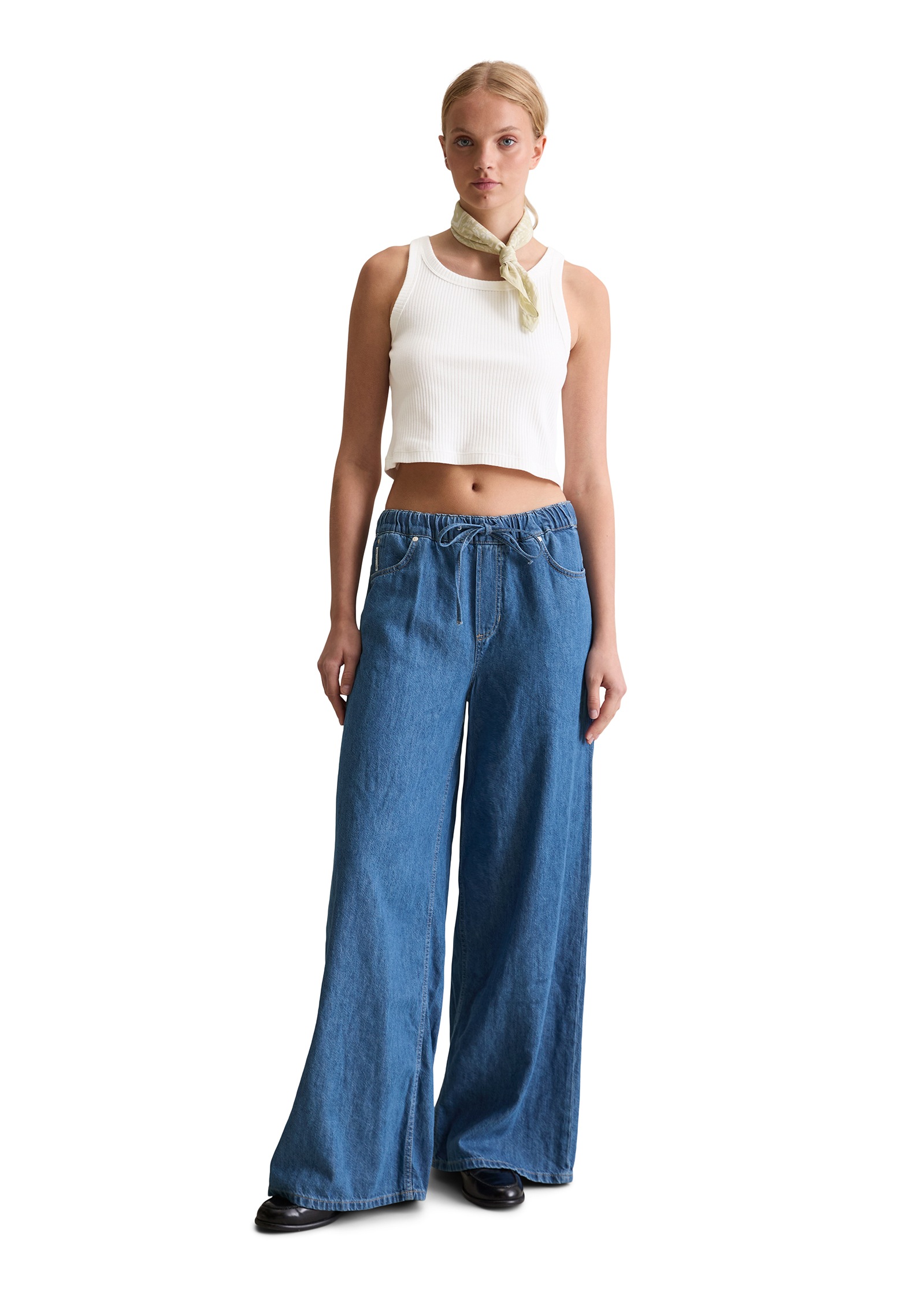 Marc O'Polo DENIM Weite Jeans, High Waist, elastischen Bund mit Tunnelzug, mit Leinenanteil