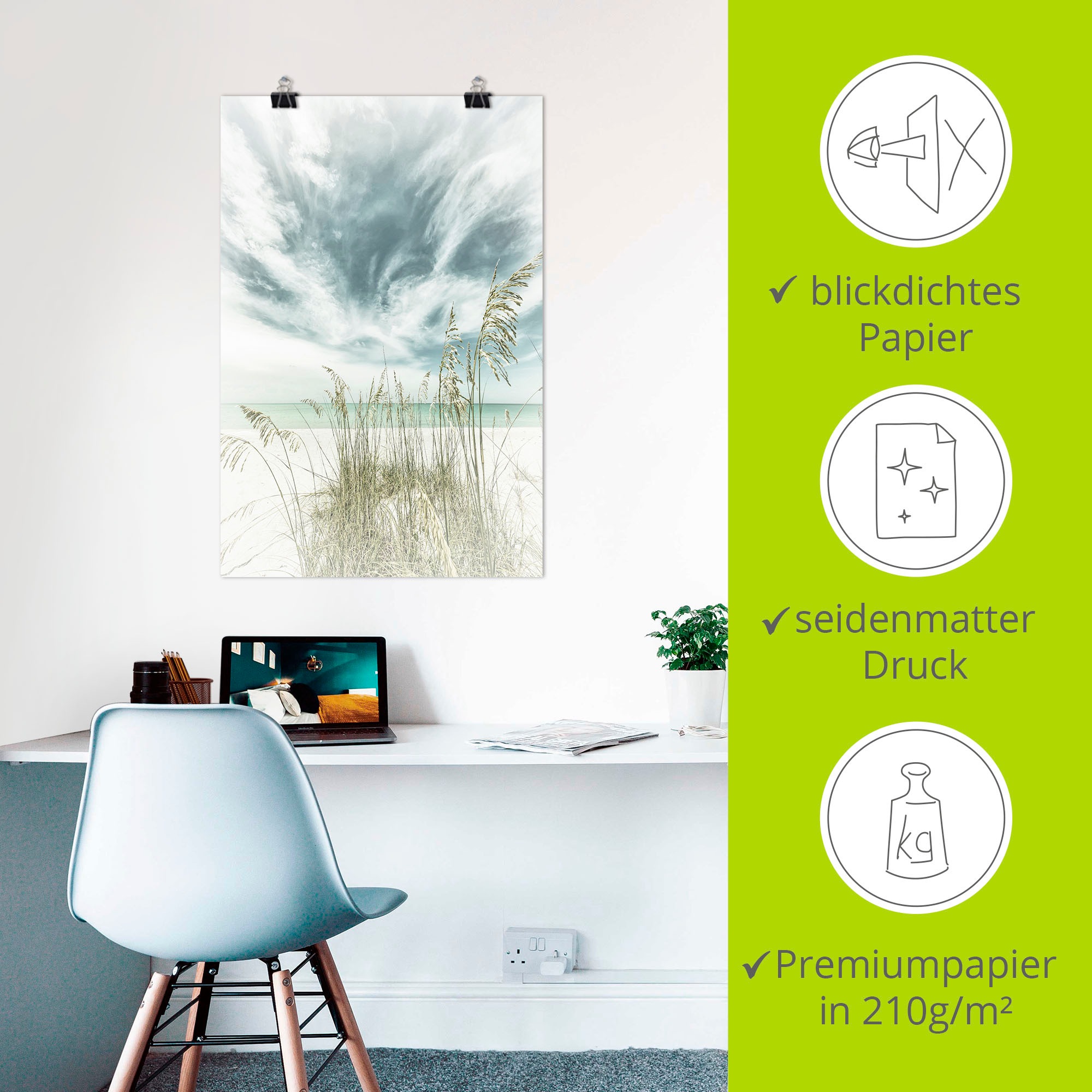 Artland Wandbild »Himmlische Stille am Strand Vintage« Strandbilder 1 Stk. tlg. als Alubild, Outdoorbild, Leinwandbild, Poster, Wandaufkleber