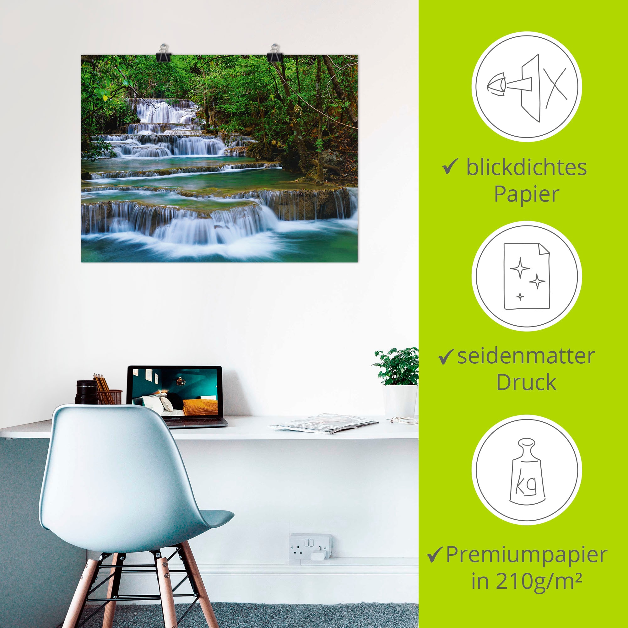 Artland Wandbild »Tiefen Wald Wasserfall«, Gewässer, (1 St.), als Leinwandbild, Poster, Wandaufkleber in verschied. Grössen