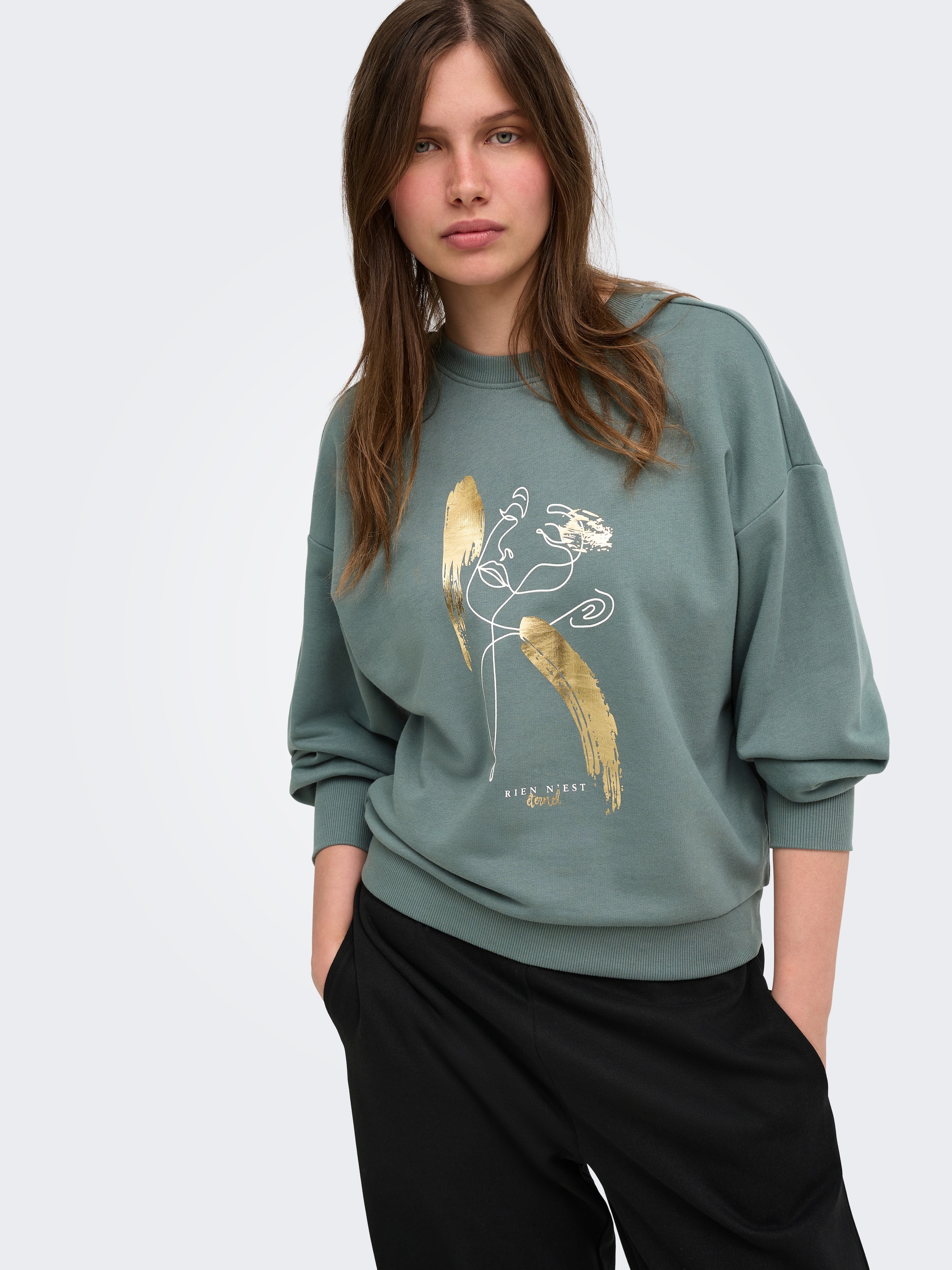 Image of ONLY Sweatshirt "ONLBROOKY L/S PRINT UB CS SWT", Baumwollmischung, regular fit
