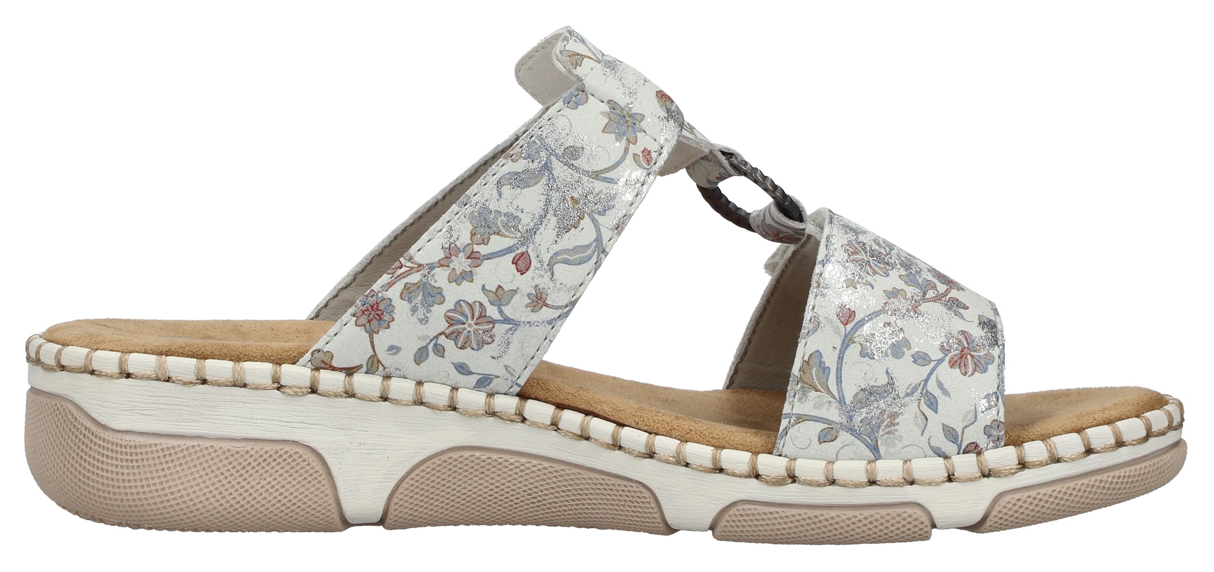 Rieker Pantolette  chaussure d'été, chaussure de vacances, chaussure de plage avec motif floral