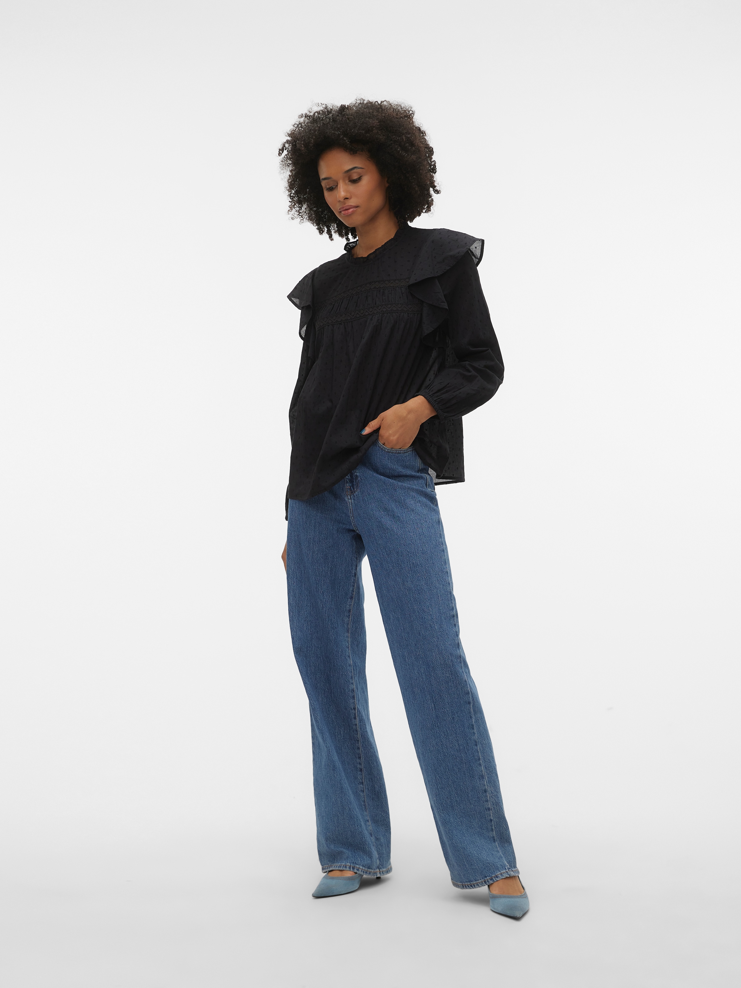 Vero Moda Spitzenbluse »VMTRINE LS LACE TOP WVN GA NOOS«