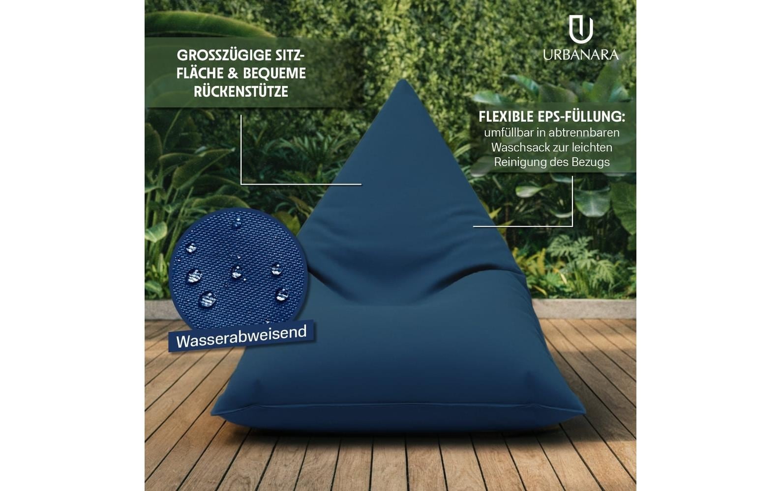 Urbanara Sitzsack »Basic-Outdoor Triangle, 300 l«