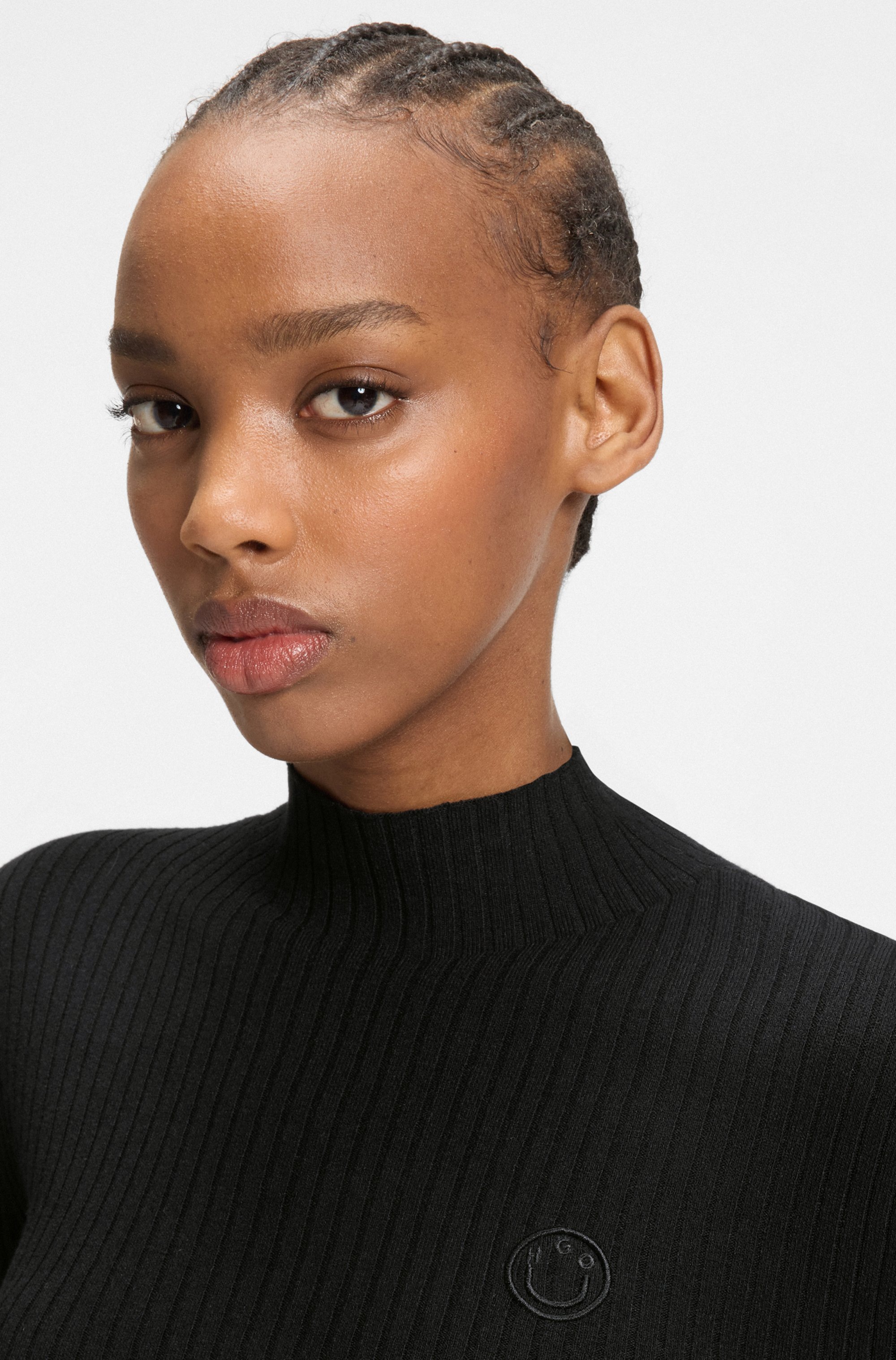 HUGO Blue Pull à col montant »Sarmie« mit Label-Stitching