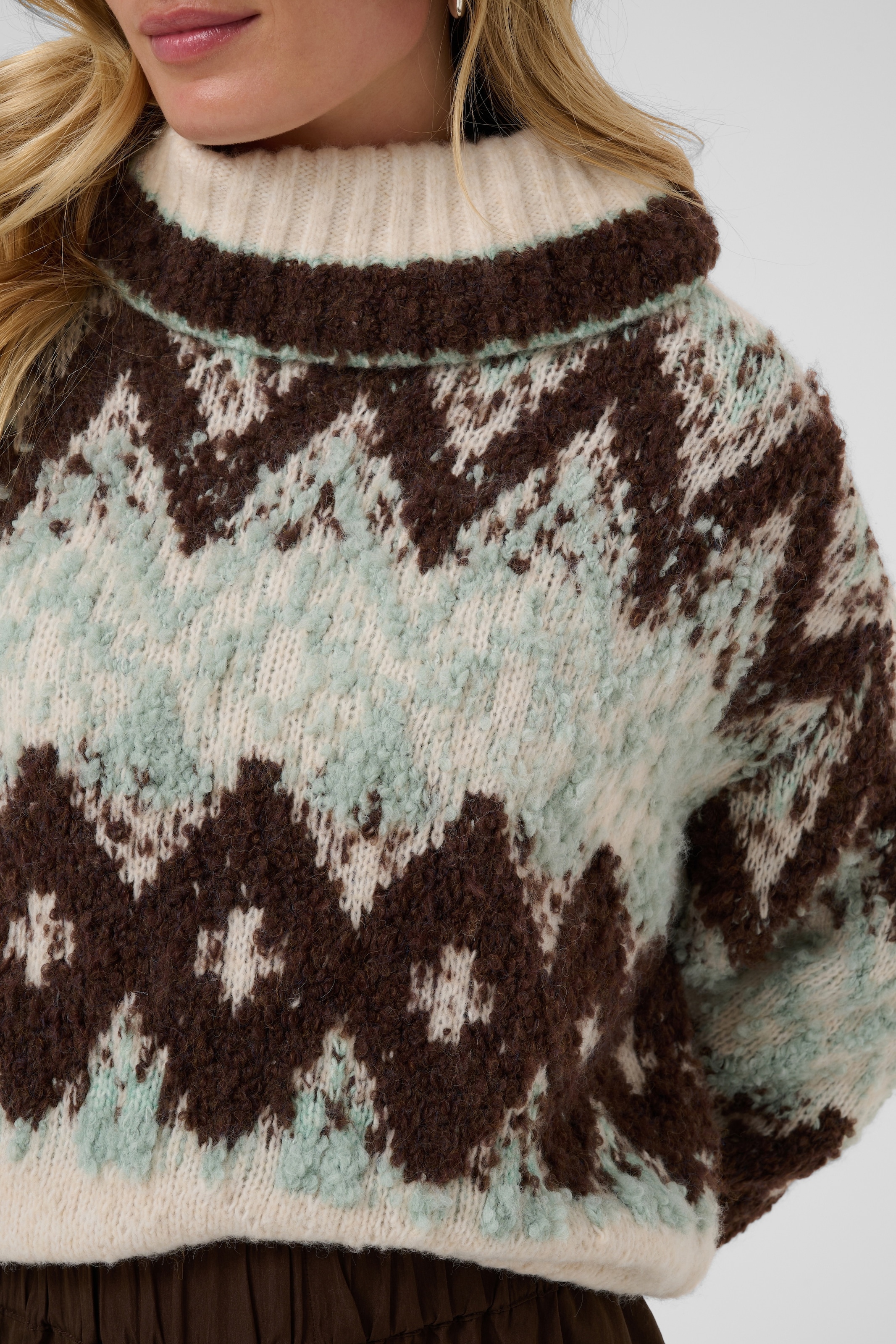 Saint Tropez Pull à col roulé »TuskaSZ Pullover« mélange de matériaux, coupe ample