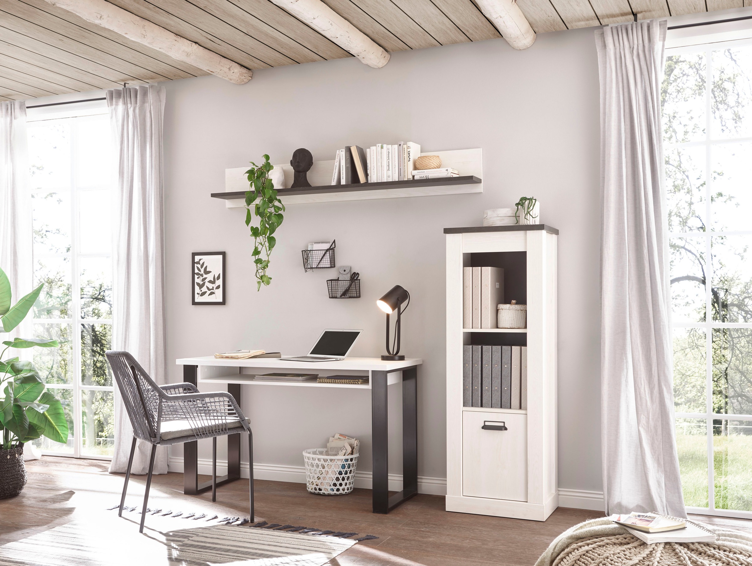 Image of Premium collection by Home affaire Schrank-Set »SHERWOOD«, (3 St.), in modernem Holz Dekor, mit Scheunentorbeschlag und Apothekergriffen aus Metall, Breite ca. 190 cm bei Ackermann Versand Schweiz