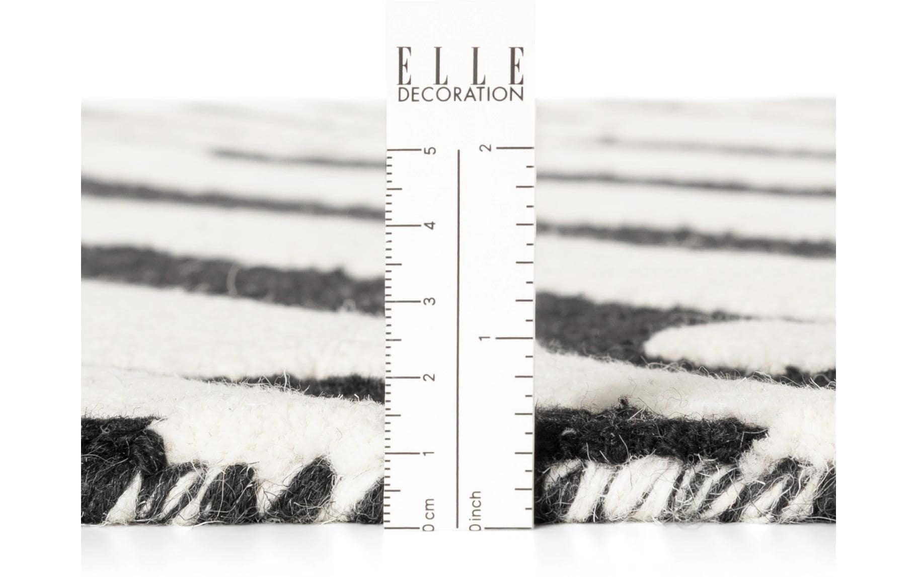 ELLE DECORATION Teppich »Flux« rechteckig 12 mm Höhe Wolle, Natur, Wohnzimmer, schwarz weiss, Geometrisch, Streifen