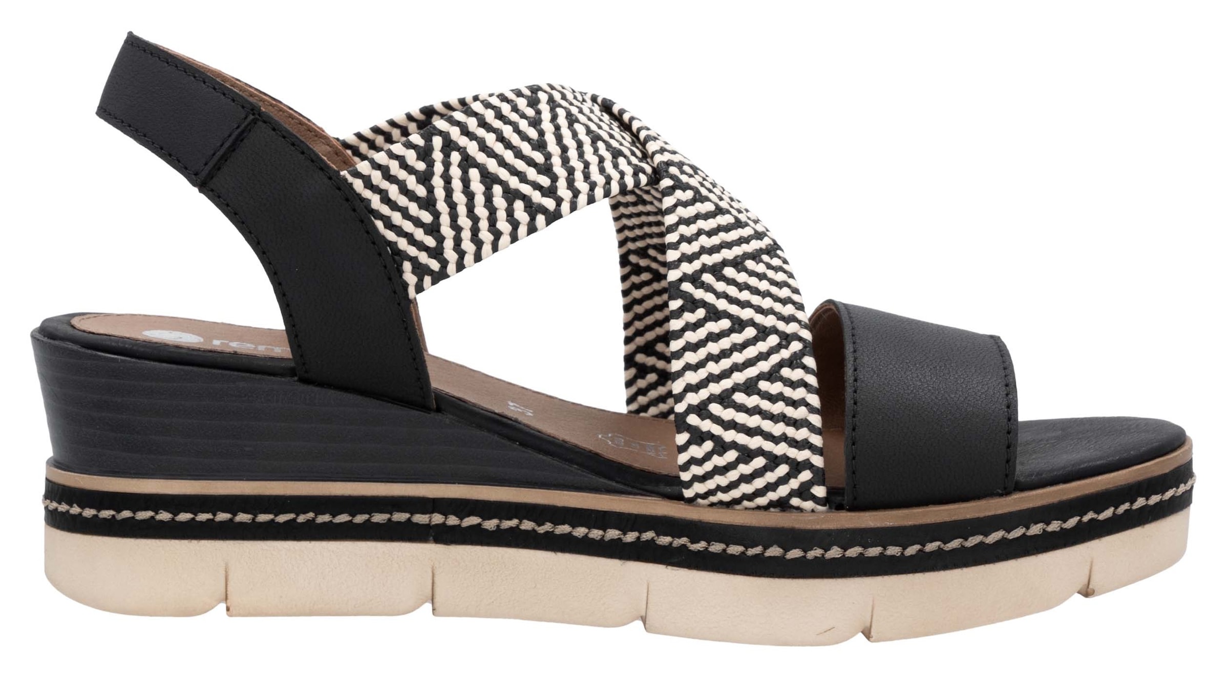 Remonte Sandales compensées  , Riemchensandale, Sommerschuh, Bequemschuh mit Muster