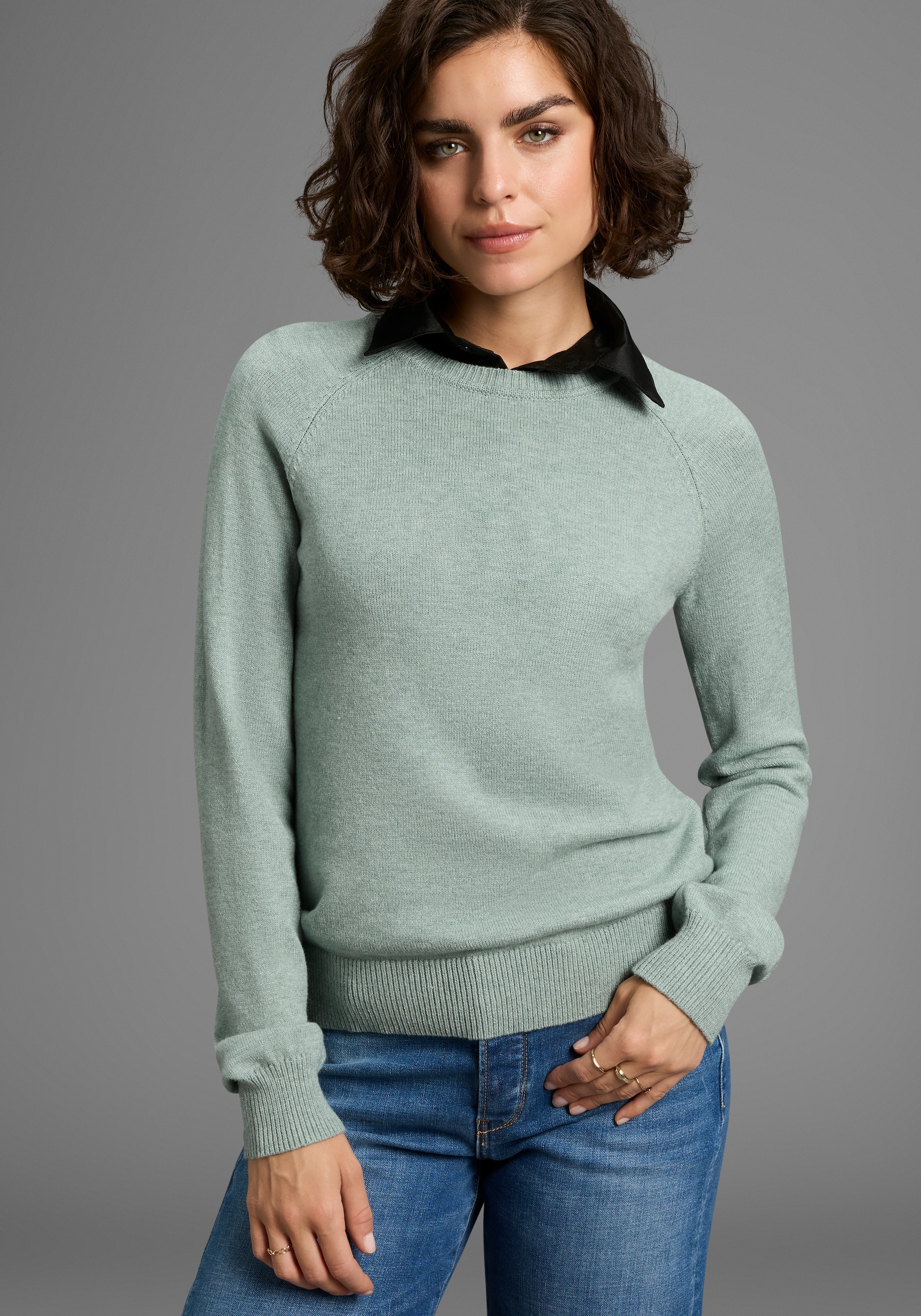 Image of Laura Scott Strickpullover softer Übergangsstrick im Basic-Shape mit Rundhals-Ausschnitt