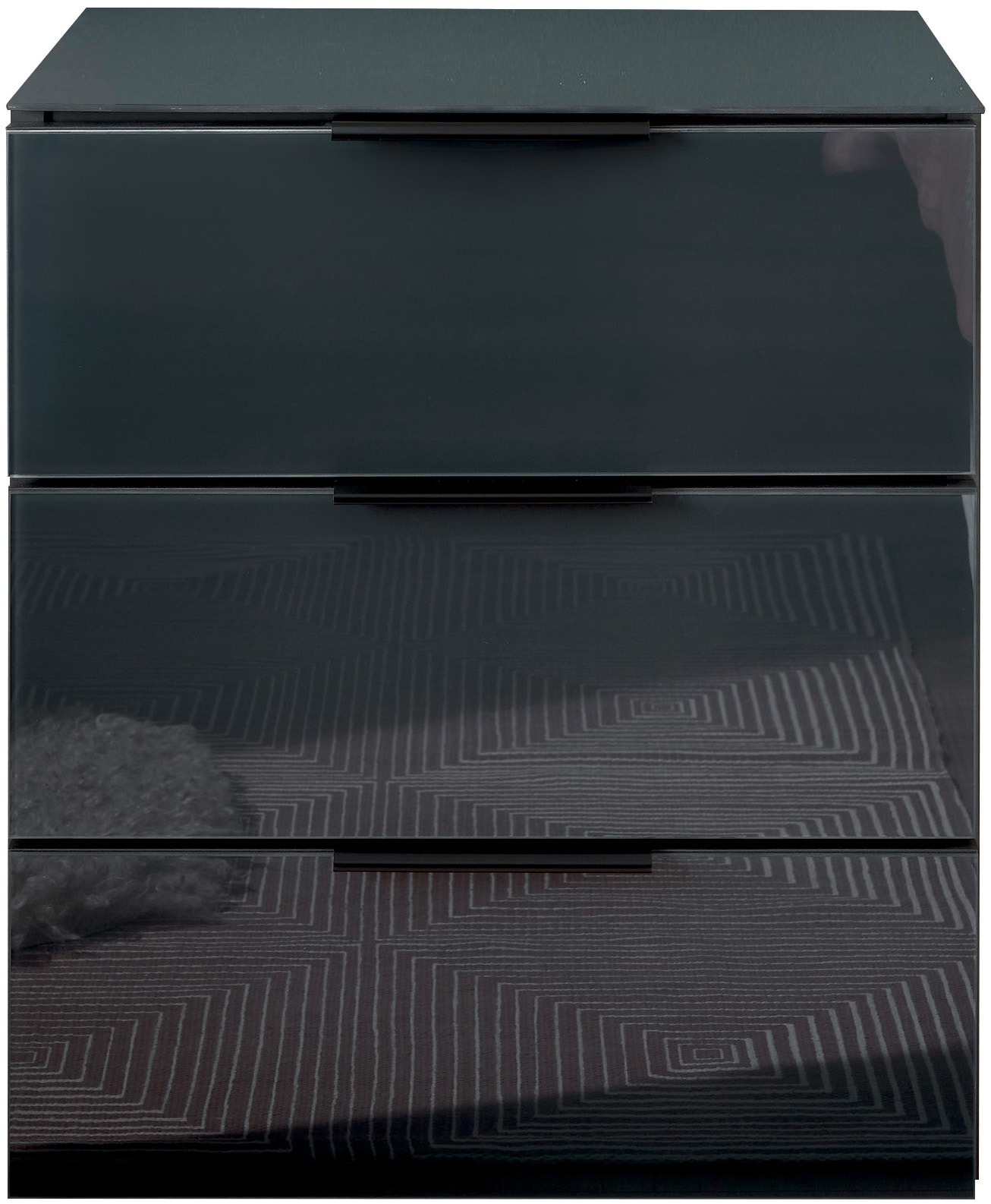 Schlafkontor Table de nuit »Pari Nachtkonsole, Nachtschrank, Nachttisch« mit 3 Schubkastenfronten aus Glas