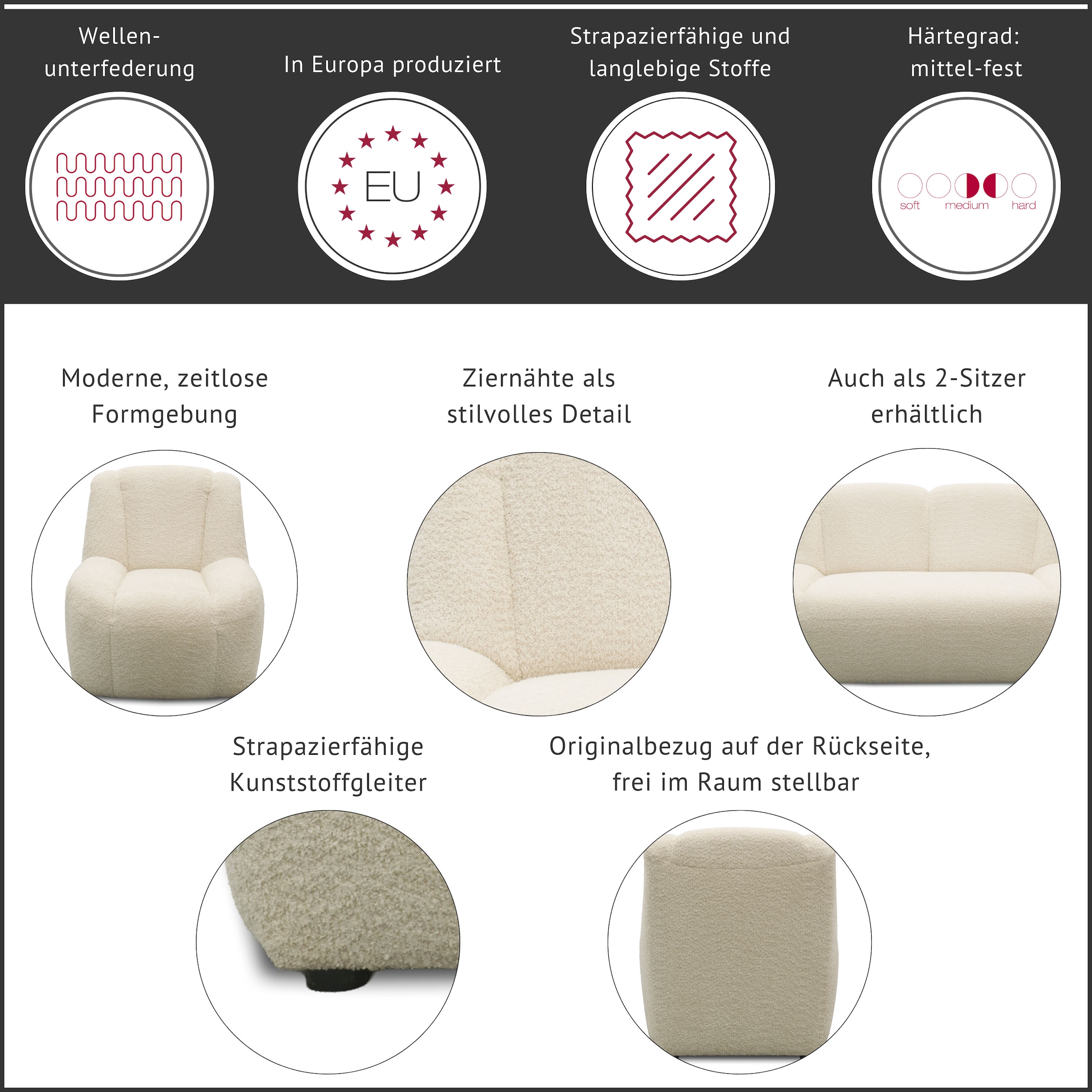 DOMO collection Sessel »Ryos, organische Form« skulpturale Opik, cozy chic