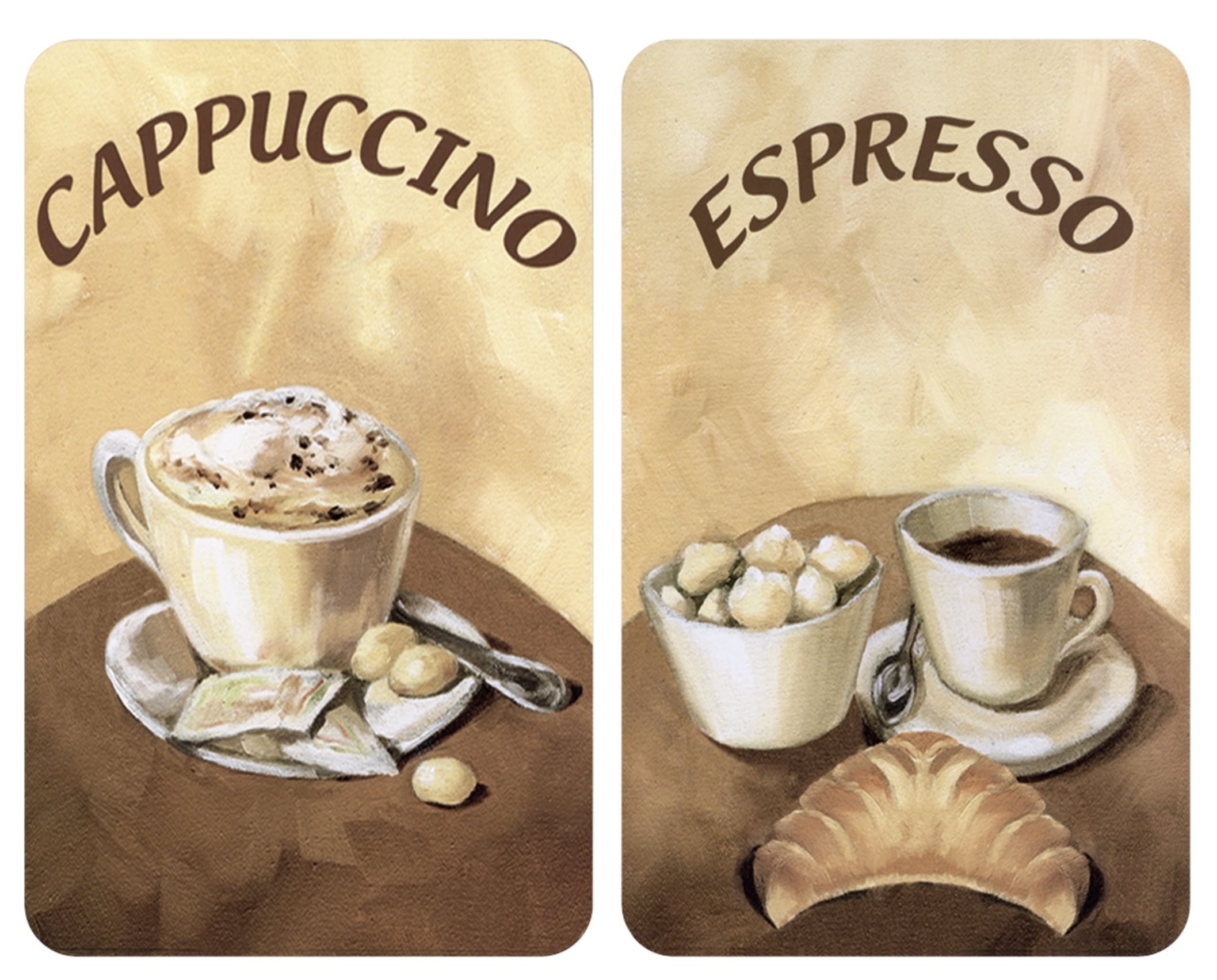 WENKO Herd-Abdeckplatte »Universal Modell Kaffee«, (Set, 2 tlg.), Herdabdeckung für alle Herdarten, kratzfest, mit rutschfesten Füssen