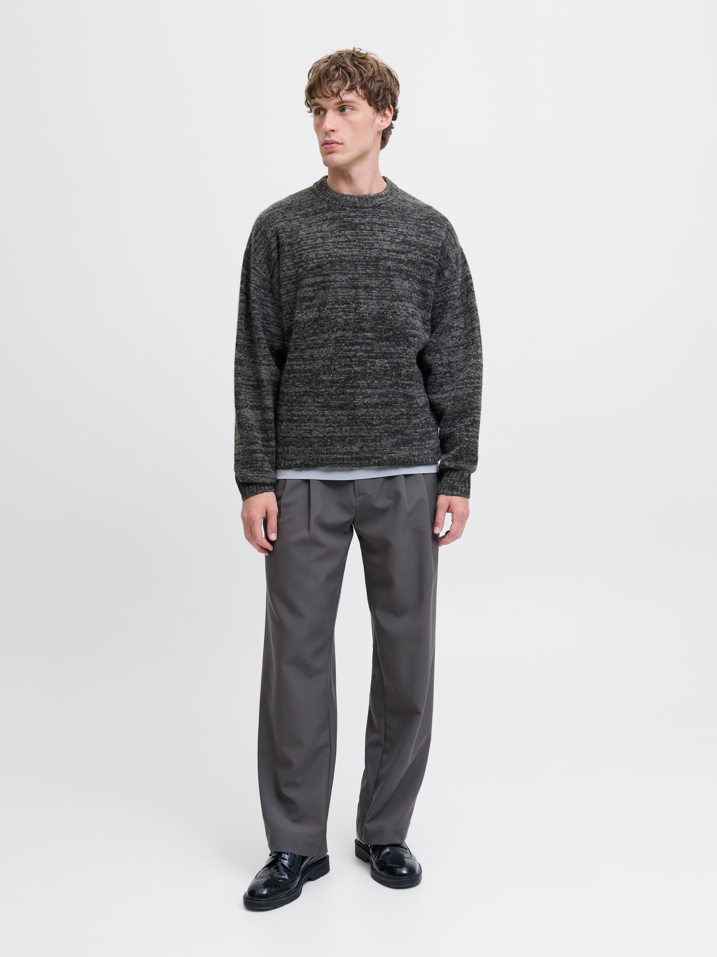Jack & Jones Rundhalspullover »JJESOHO OLLIE KNIT CREW NECK SN« Materialmix, relaxed fit