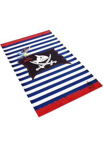 Kinderteppich »SH-310«, rechteckig, bedruckter Stoff, gestreift, Motiv Piratenflagge,...