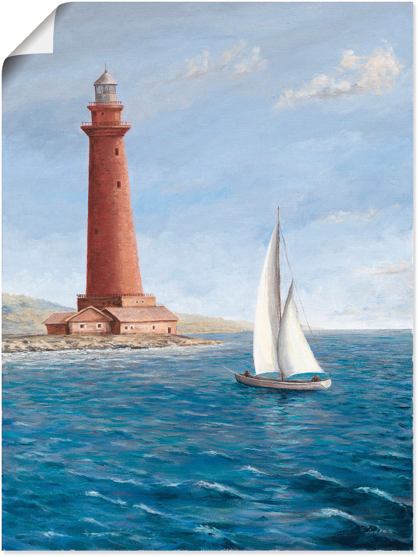 Image of Artland Wandbild »Leuchtturm II«, Gebäude, (1 St.), in vielen Grössen & Produktarten - Alubild / Outdoorbild für den Aussenbereich, Leinwandbild, Poster, Wandaufkleber / Wandtattoo auch für Badezimmer geeignet bei Ackermann Versand Schweiz