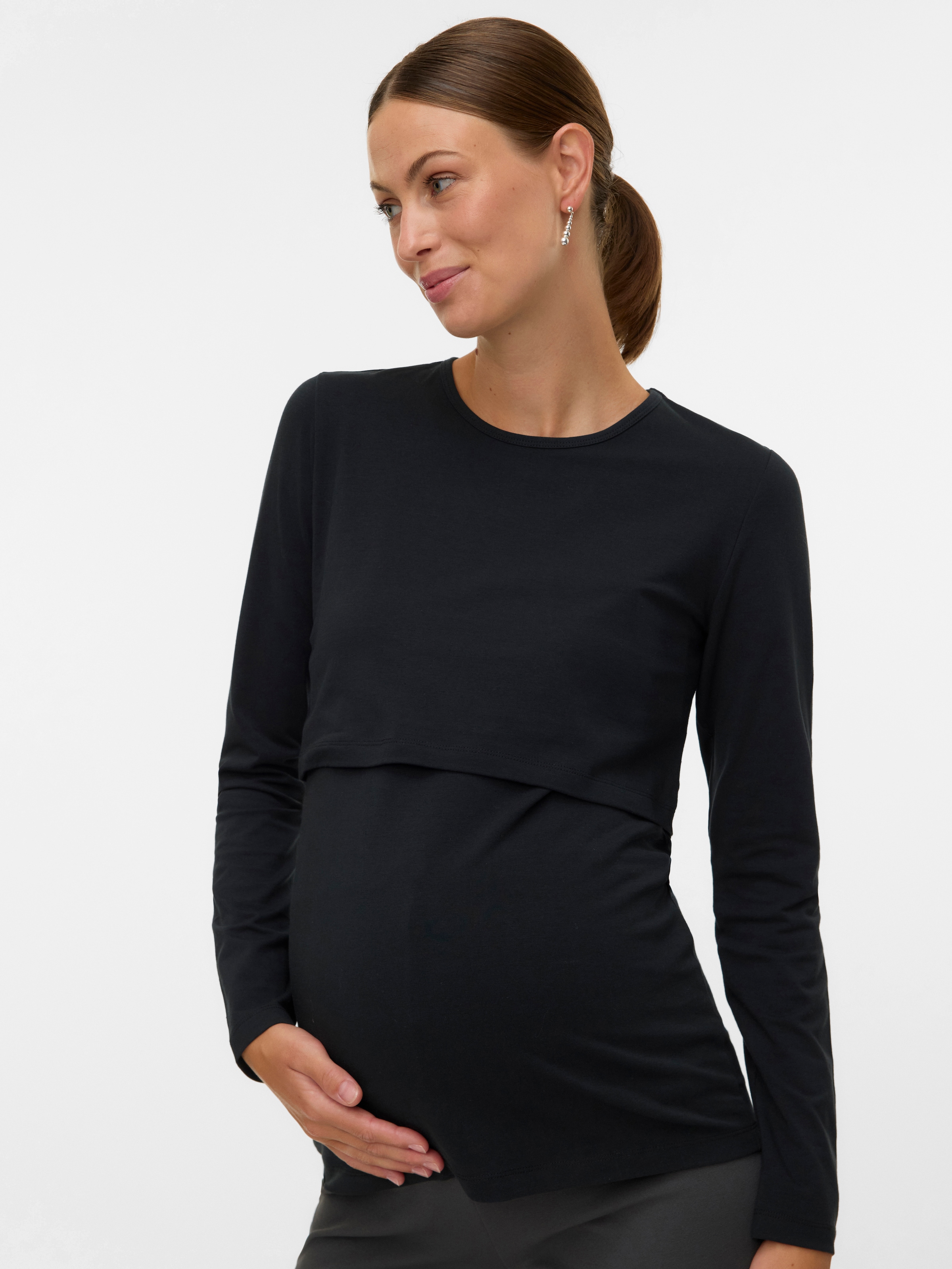 Image of Mamalicious Langarmshirt "MLKERRIE JUNE LS JRS TOP 2F NOOS" Baumwollmischung, enger Schnitt
