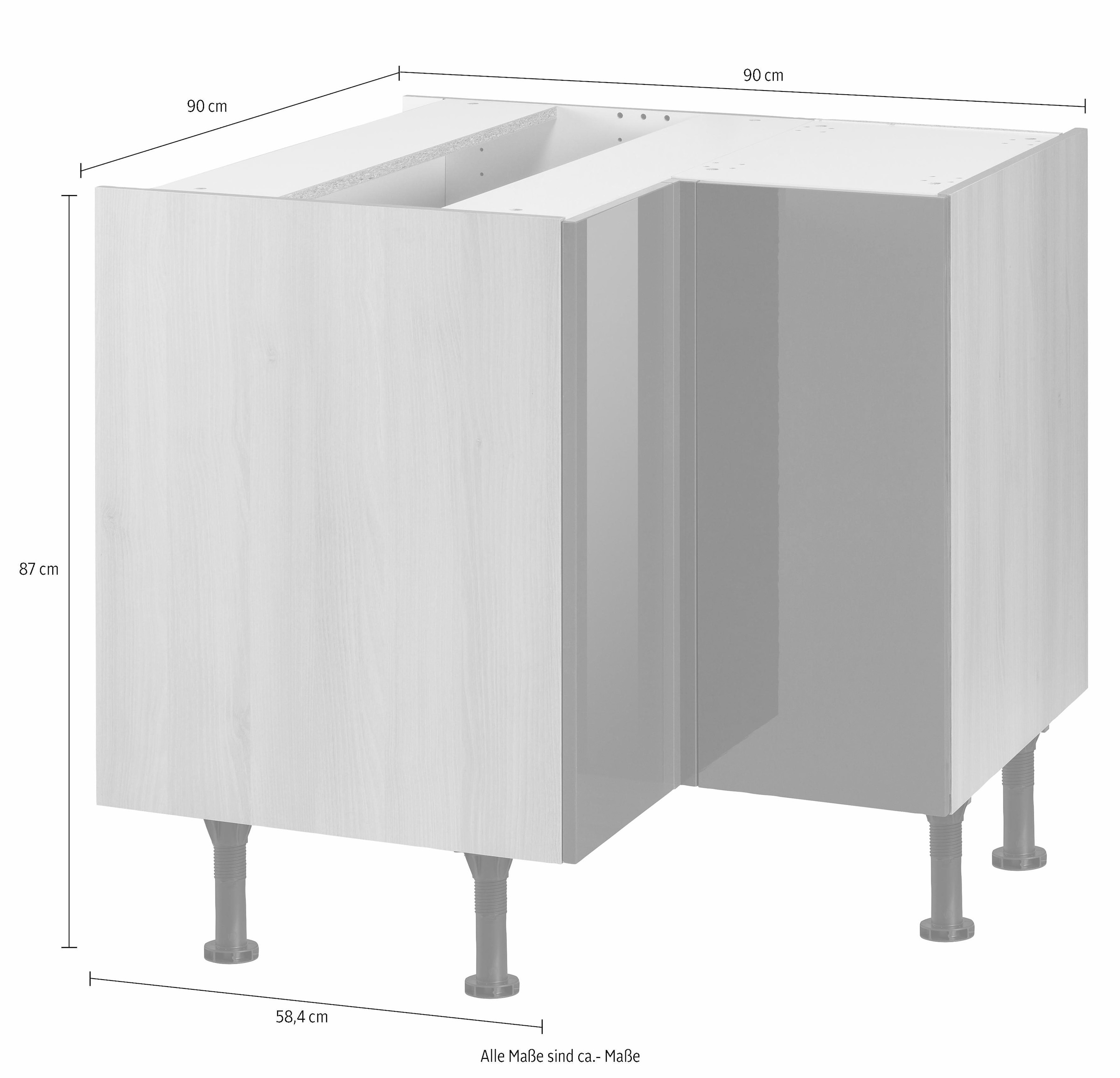 OPTIFIT Eckunterschrank »Bern«, Breite 90x90 cm, mit Tür, höhenverstellbare Füsse, mit Metallgriff