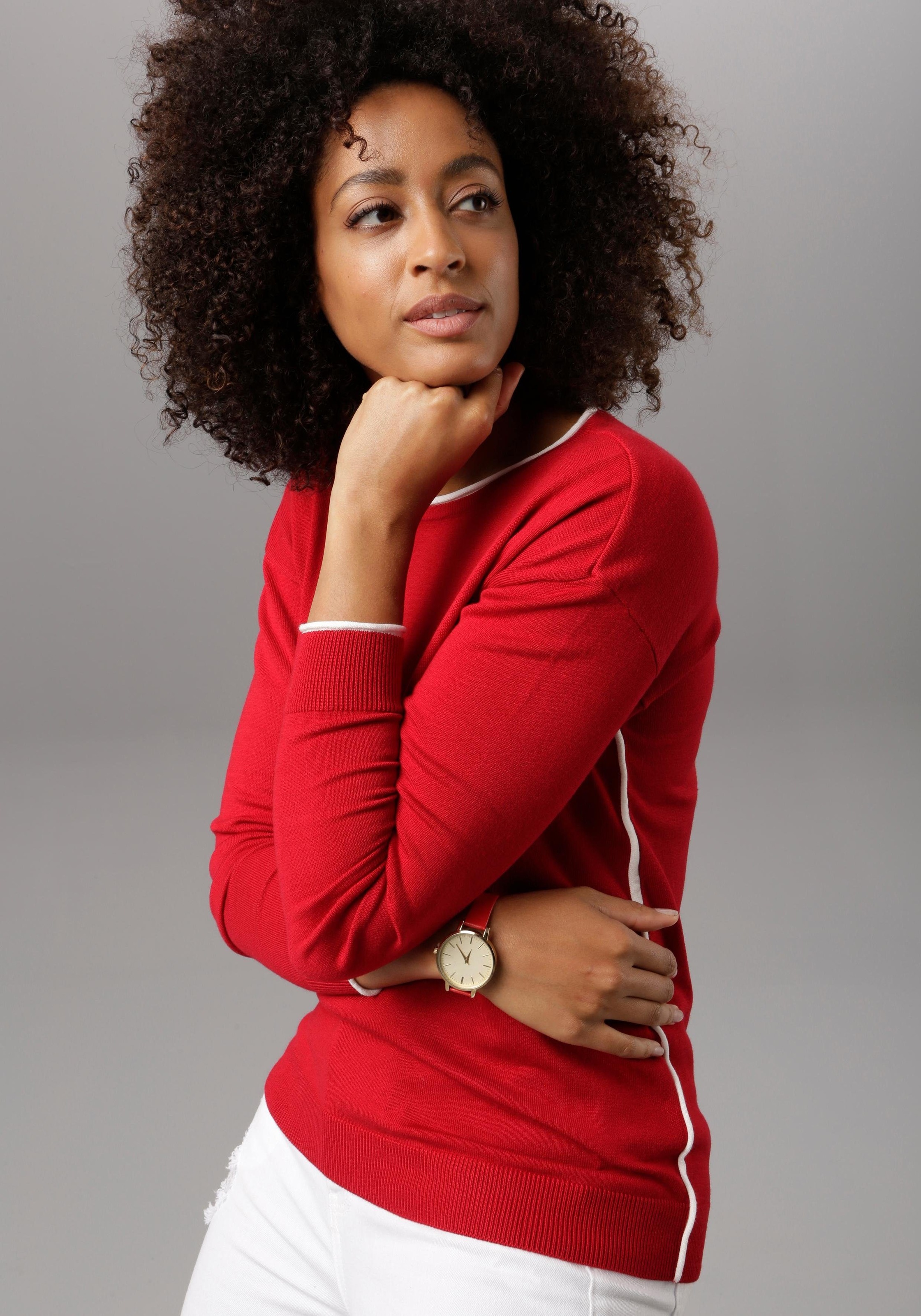 Image of Aniston SELECTED Strickpullover, mit kontrastfarbenen Einsätzen bei Ackermann Versand Schweiz