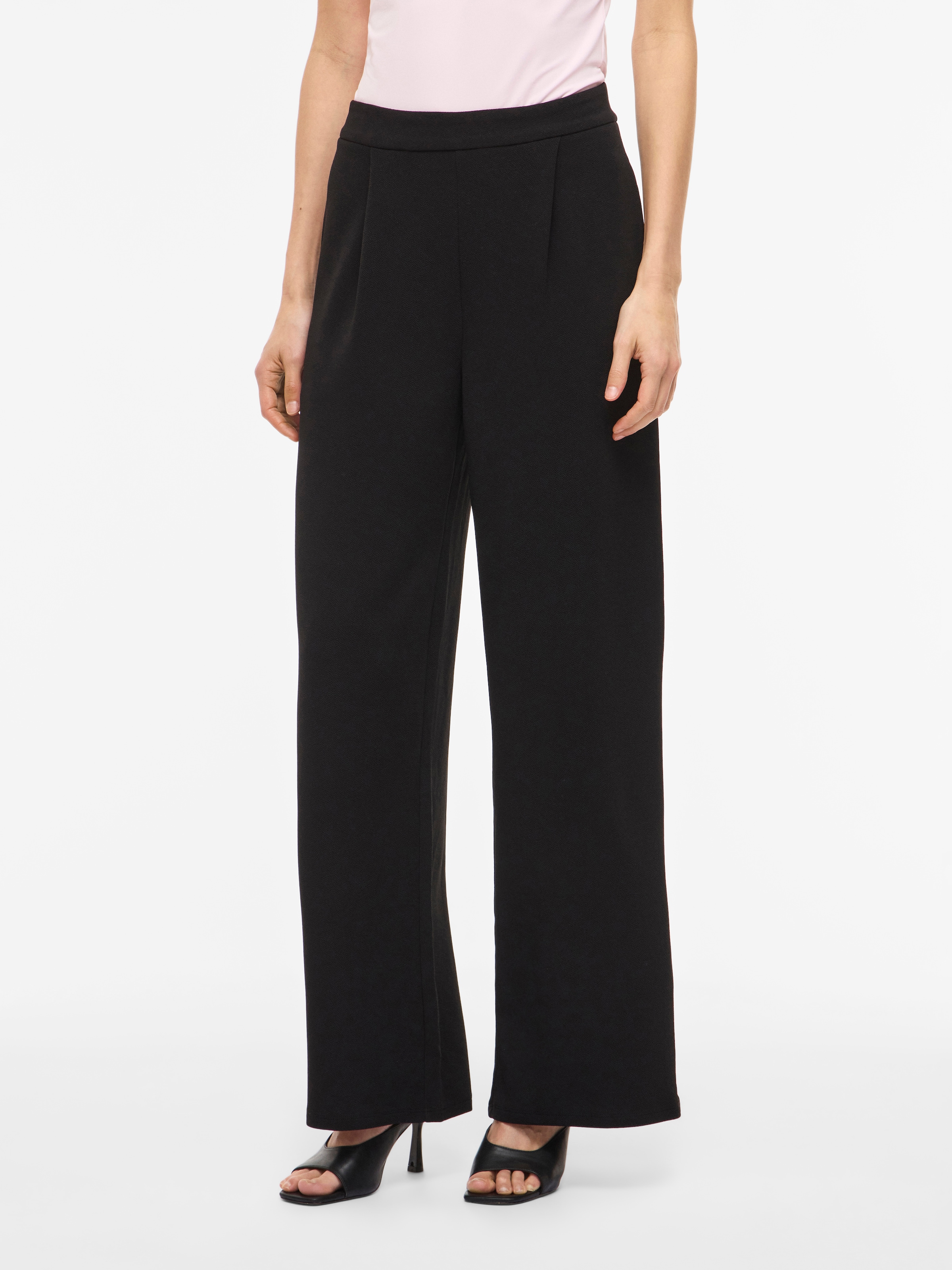 Image of Vila Schlupfhose "VIBENNE HW WIDE PLEAT JRS PANTS - NOOS" Materialmix