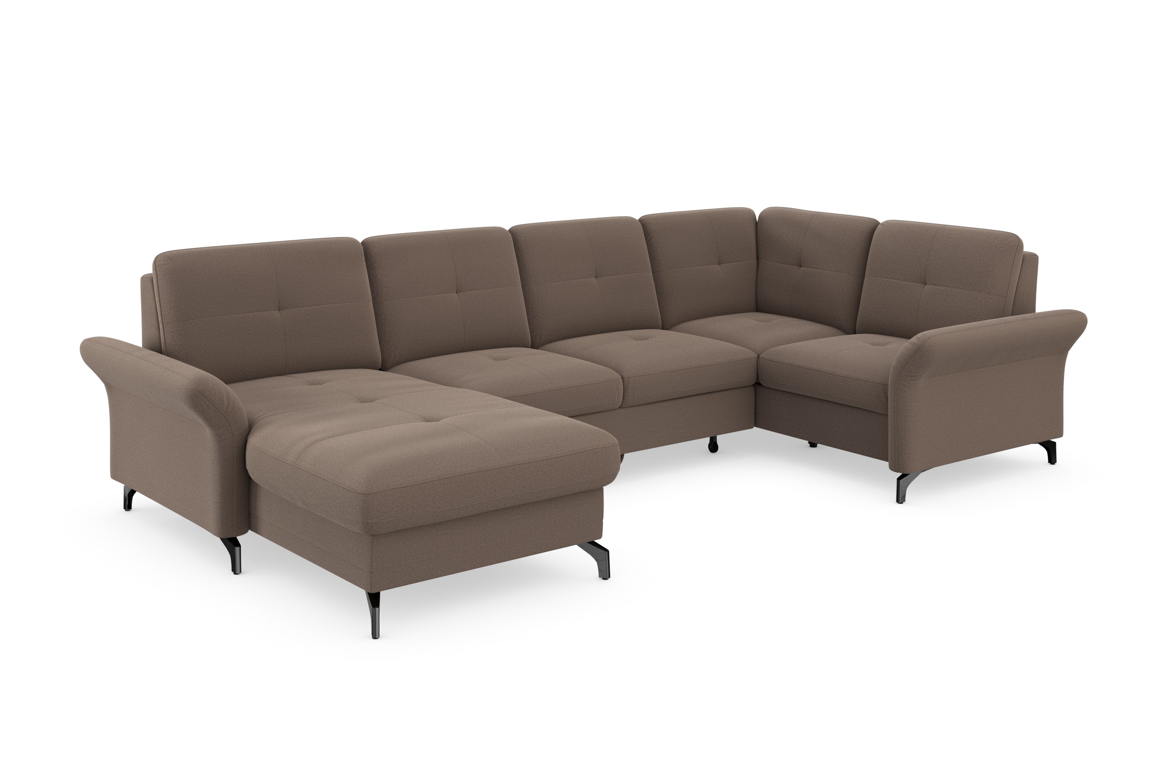 Places of Style Wohnlandschaft »Calando U-Form«, wahlweise mit Bettfunktion, Bettkasten und Armteilfunktion