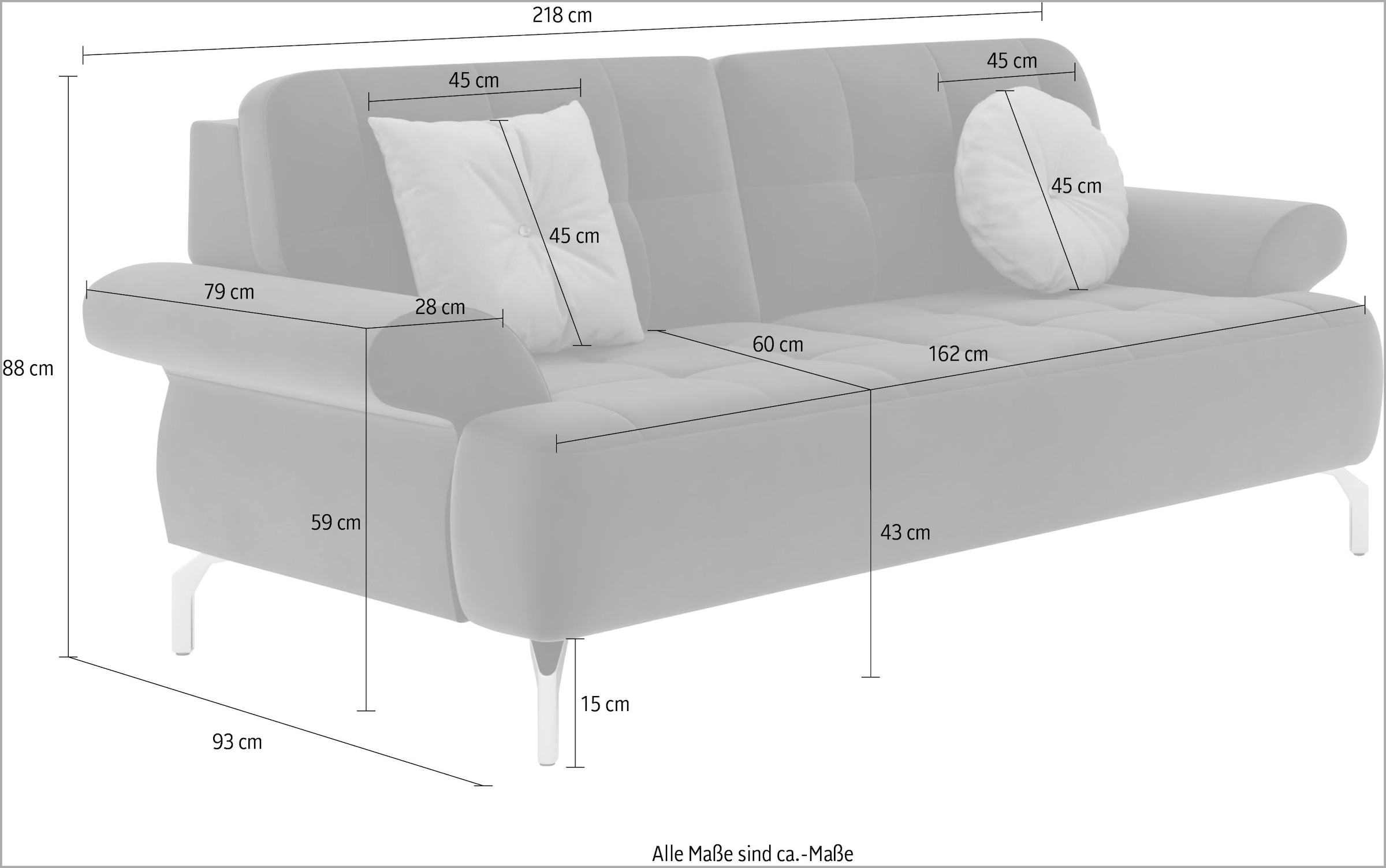 sit&more 2,5-Sitzer »Orient 1«, inkl. 2 Zierkissen mit Strass-Stein, goldfarbene Metallfüsse