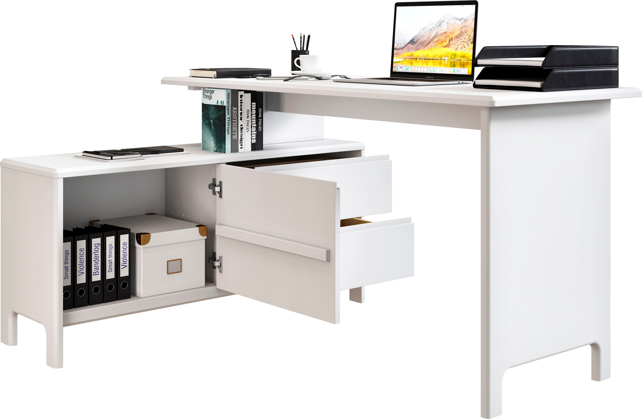 Image of GOODproduct Schreibtisch "Luven, aus Massivholz" in 2 Breiten, variable Nutzung als Schreibtisch oder Eckschreibtisch