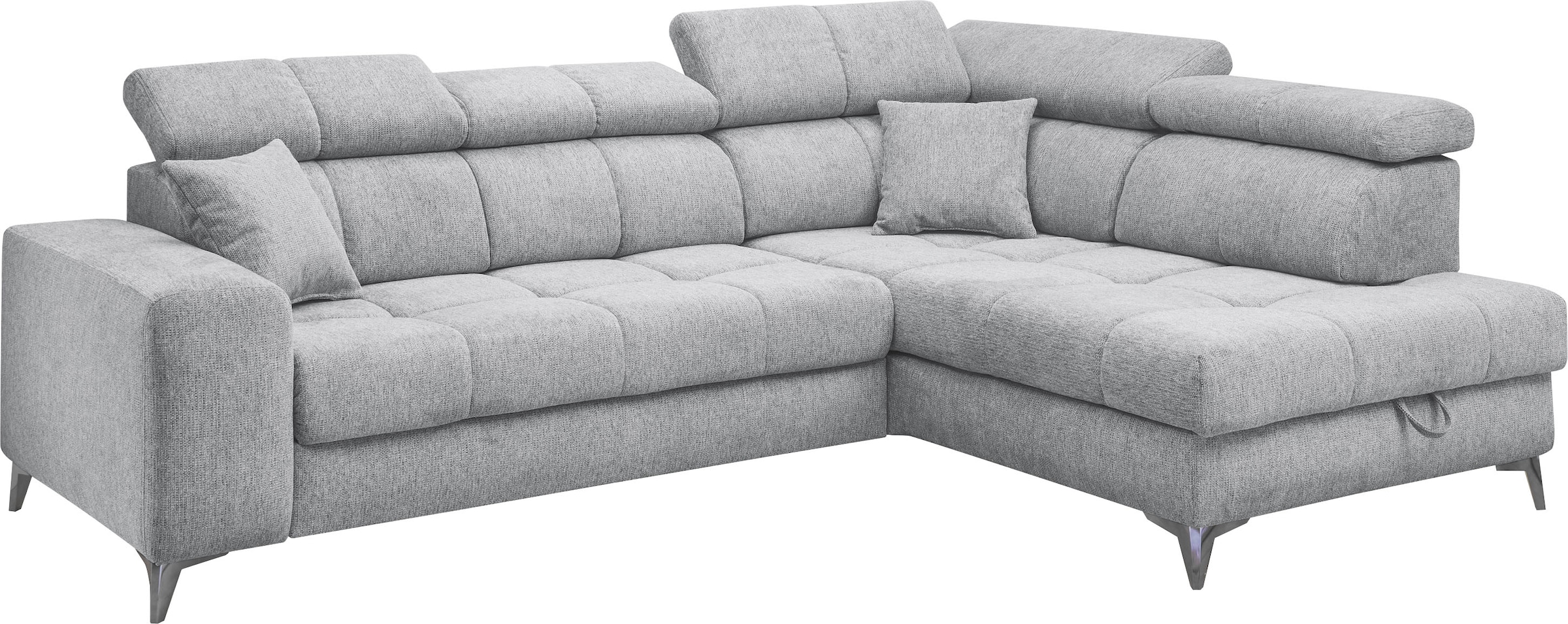 ED EXCITING DESIGN Ecksofa »Sydney L-Form«, mit Bettfunktion, Bettkasten, Kopfteilverstellung & 2 Zierkissen