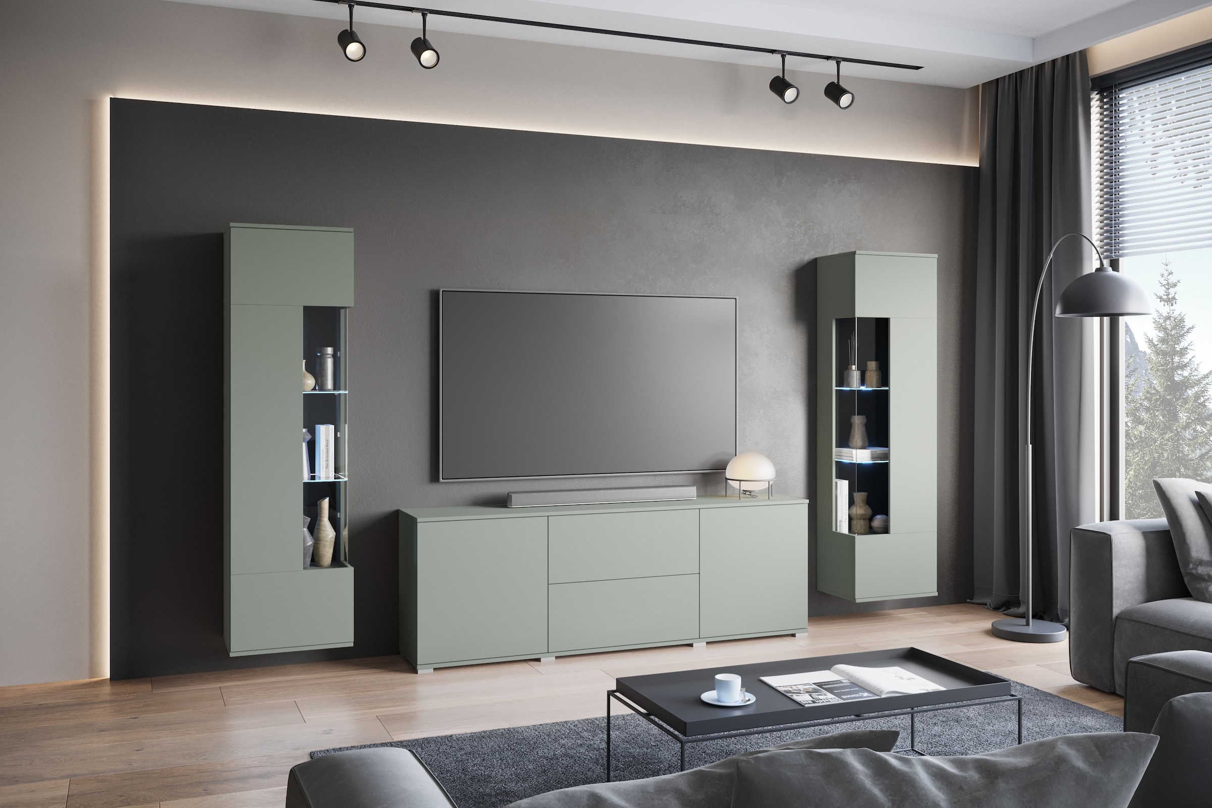 GOODproduct Wohnwand »KENIA« Komplett-Set, 3 Stk. tlg.