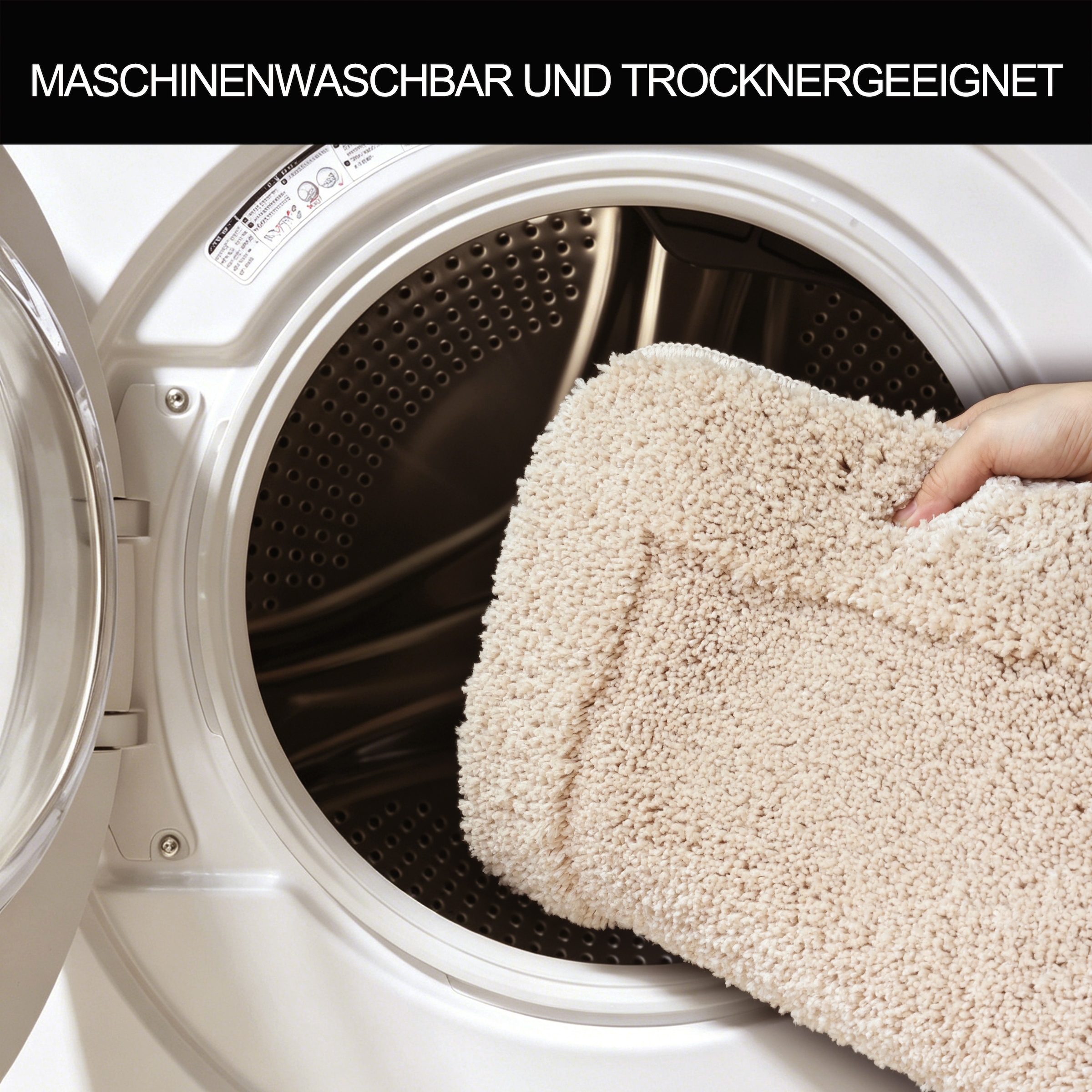 GOODproduct Tapis de bain »Sanremo mit Rahmen, Badvorleger, Badezimmer, sehr weich, Hoch-Tief« Höhe 25 mm revêtement antidérapant Séchage rapide | compatible chauffage au sol Tapis de bain uni, rectangulaire, disponible en set de 3 pièces
