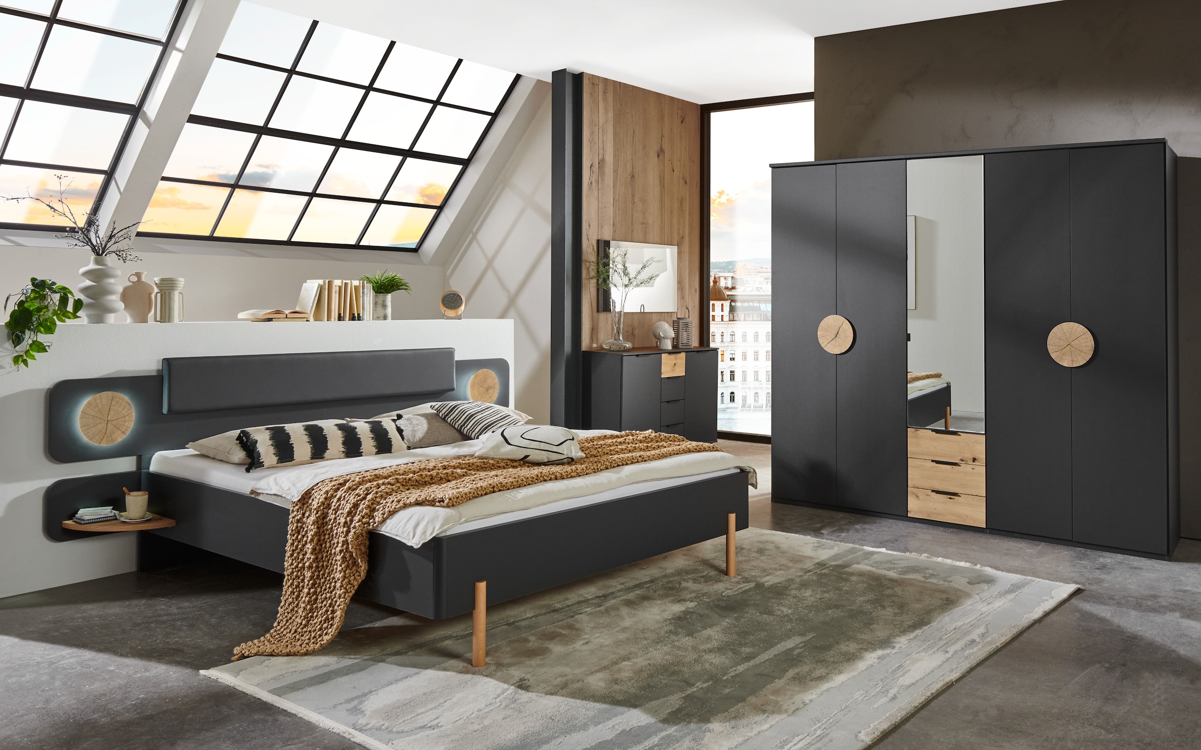 Wimex Drehtürenschrank »Toscana«, Mit attraktiven Griffscheiben in Vollholzoptik, 225 oder 270cm breit