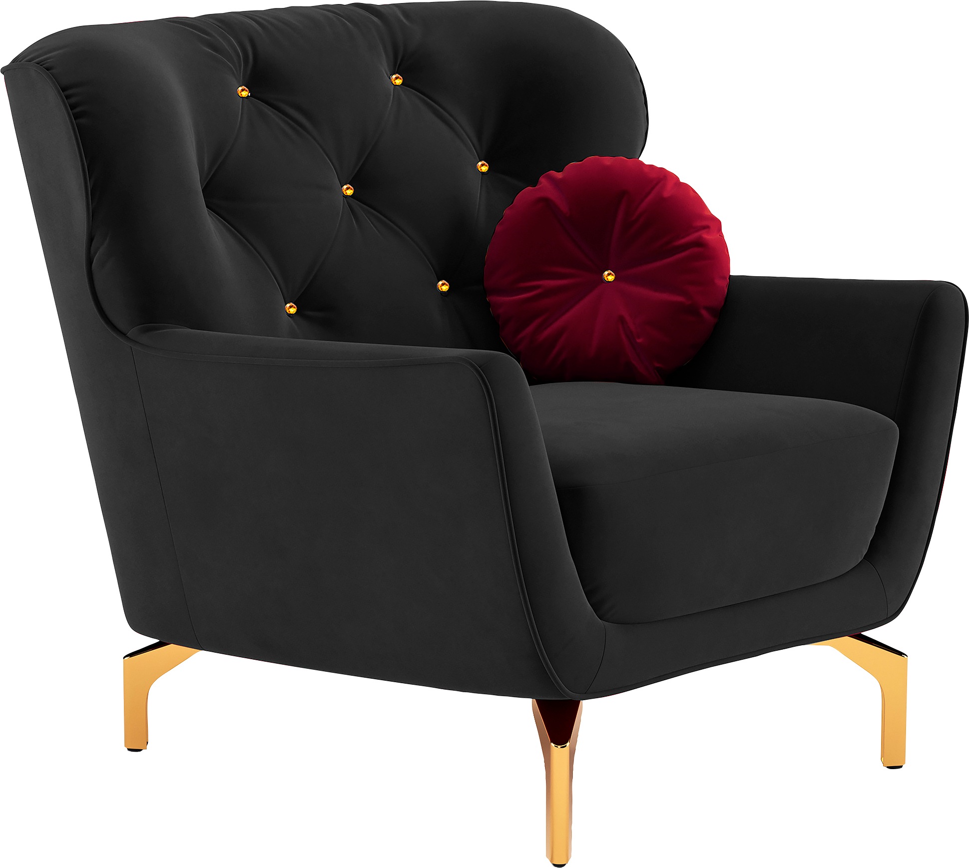sit&more Sessel »Orient 3«, inkl. 1 Zierkissen mit Strass-Stein, goldfarbene Metallfüsse