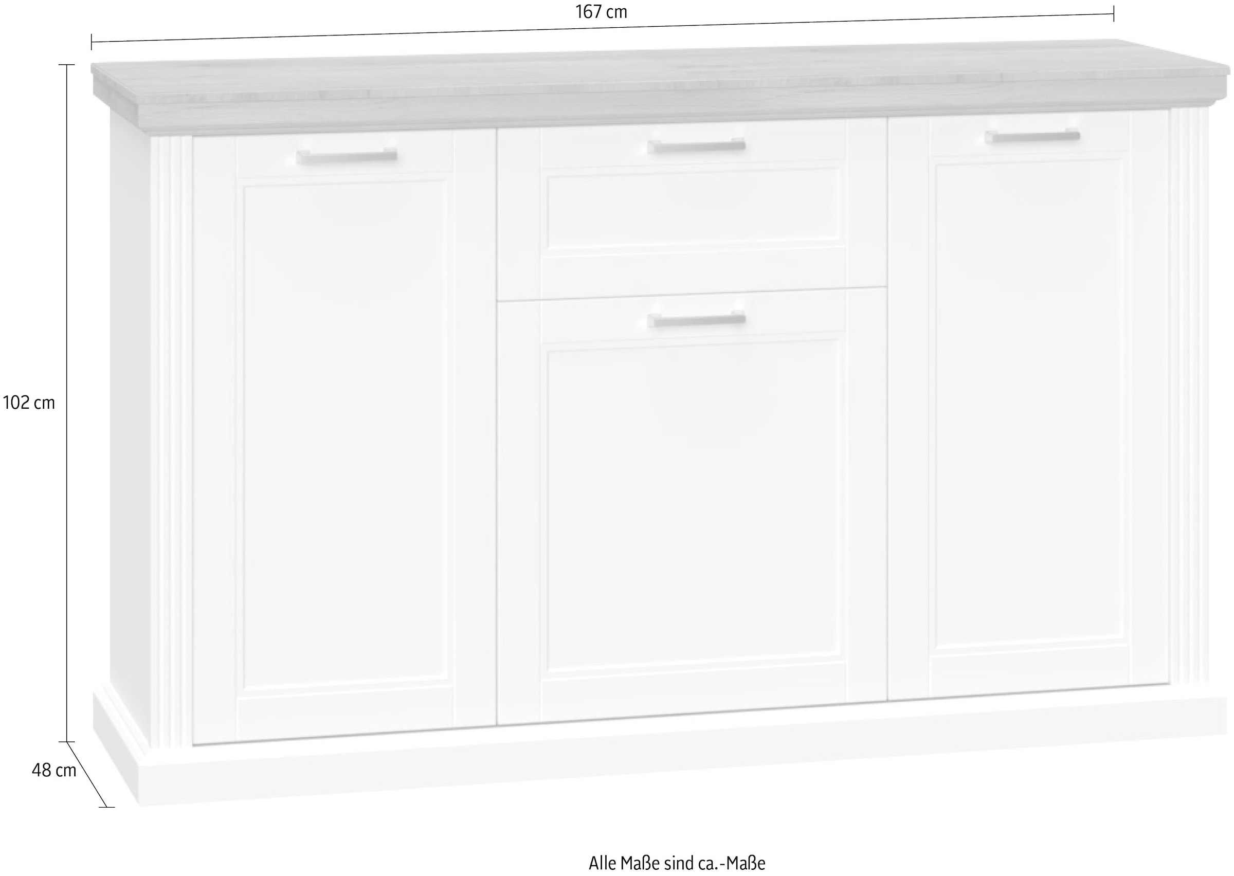 GOODproduct Commode combinée »Tara, im klassischen Landhausstil, FSC-zertifiziert, in 2 Grössen« Fonction Soft-Close, poignées métalliques dorées, décor intérieur imitation bois,  laqué avec un vernis UV à base d'eau, résistant et anti-rayures