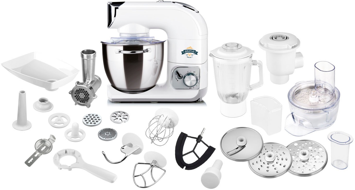 Image of eta Küchenmaschine »ETA002890061«, 1200 W, 5,5 l Schüssel, Gratus Max 1200 Watt mit Metall-Gehäuse, mit viel Zubehör bei Ackermann Versand Schweiz