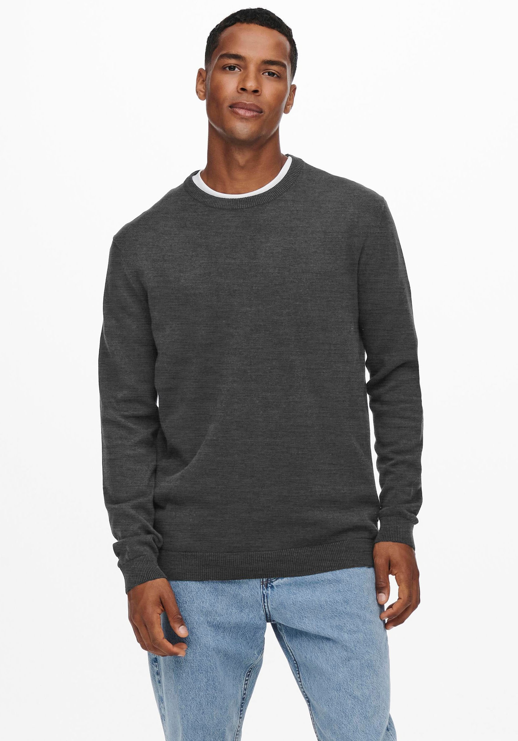 ONLY & SONS Rundhalspullover »ONSALEX 12 SOLID CREW NECK KNIT«