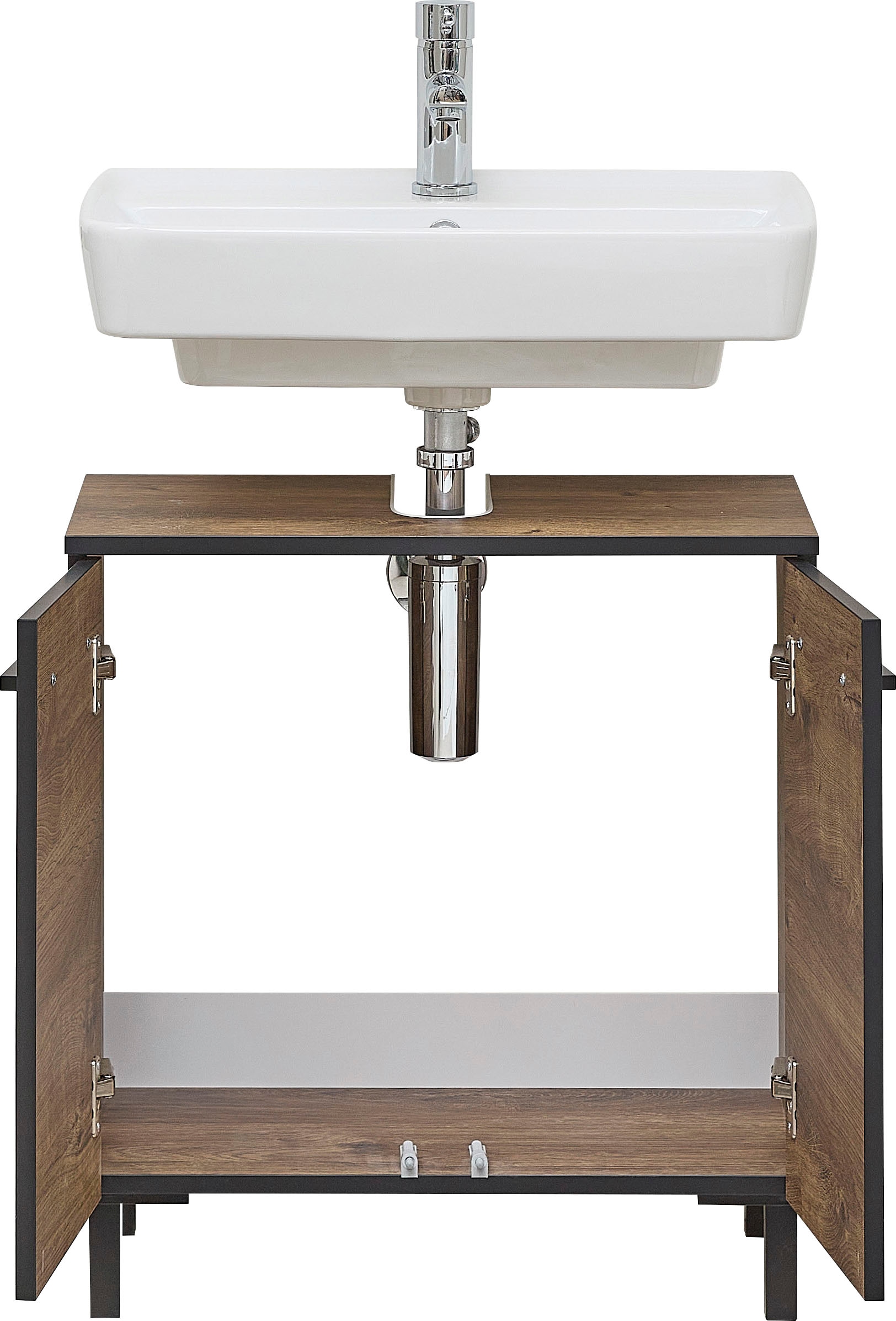 Saphir Waschbeckenunterschrank »Quickset 374 Unterbeckenschrank, Eiche Ribbeck quer Nachbildung« Waschbeckenschrank inkl. Türdämpfer, 60 cm breit, ohne Waschbecken