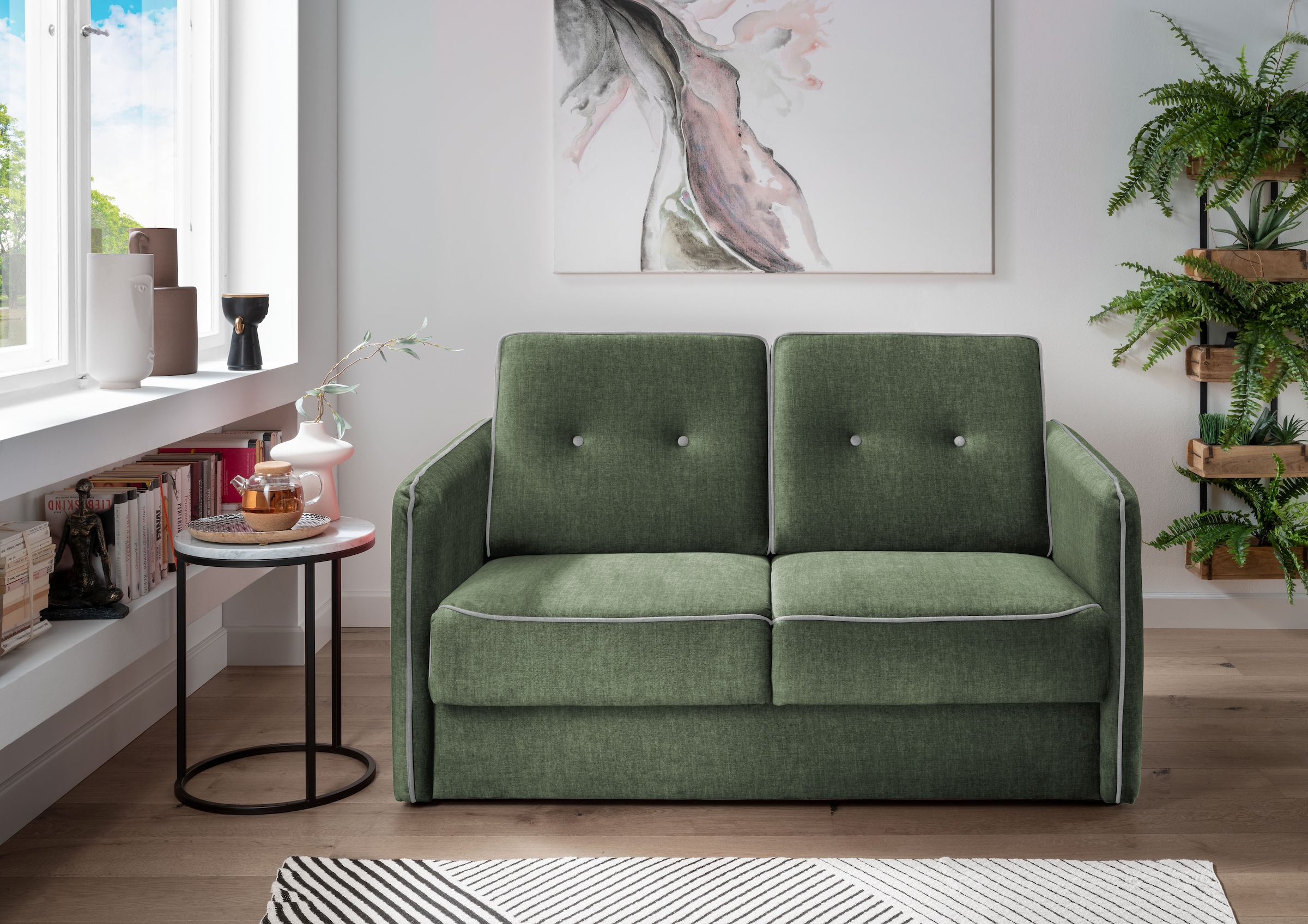 Home affaire Schlafsofa »Merina«, mit zweigeteilter Bettfunktion, Auszug nach vorn, Federkern