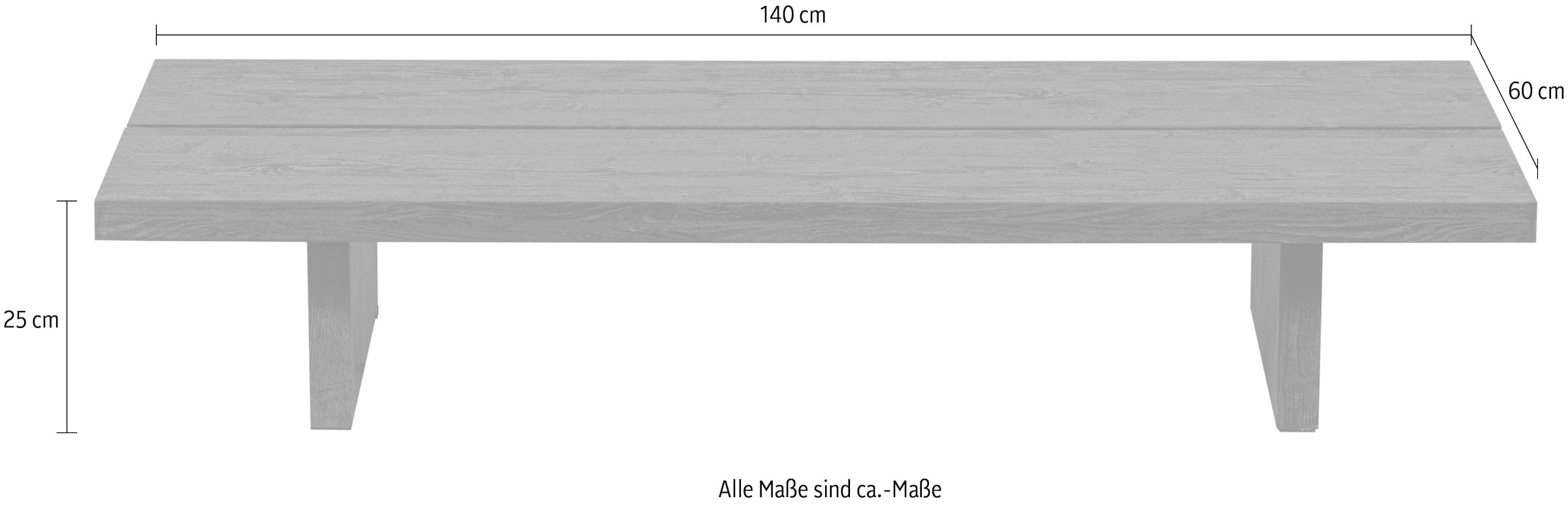 WOOOD Couchtisch »Lion MDF mit Schutzlackierung, H 25 x B 140 x T 60 cm« Tragkraft 25 kg, royale Tischfläche, beschichtete Oberfläche