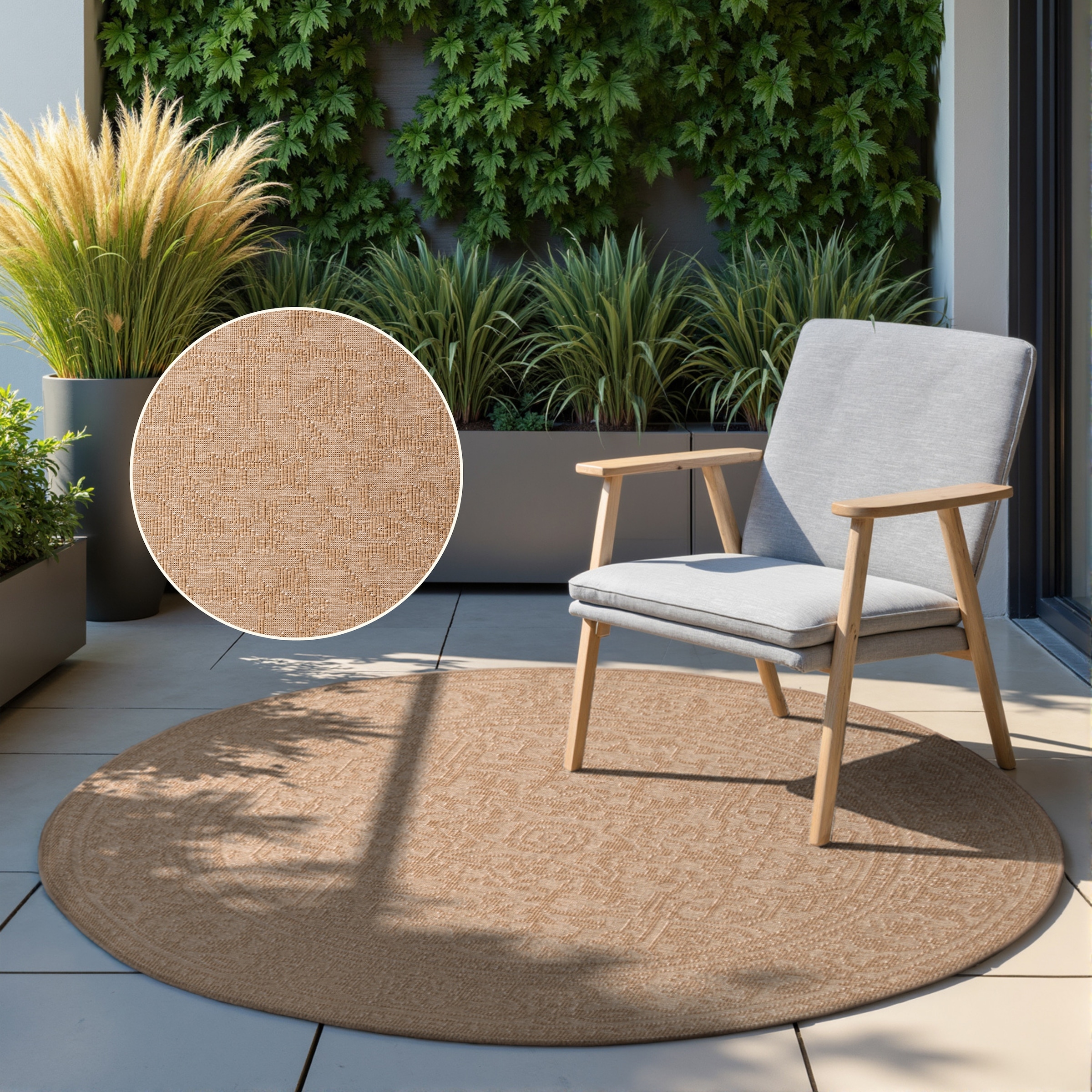 HANSE Home Tapis d'extérieur »Kona Wendeteppich« Rond 5 mm Höhe intérieur et extérieur, tissu plat, résistant aux intempéries, facile d'entretien, robuste
