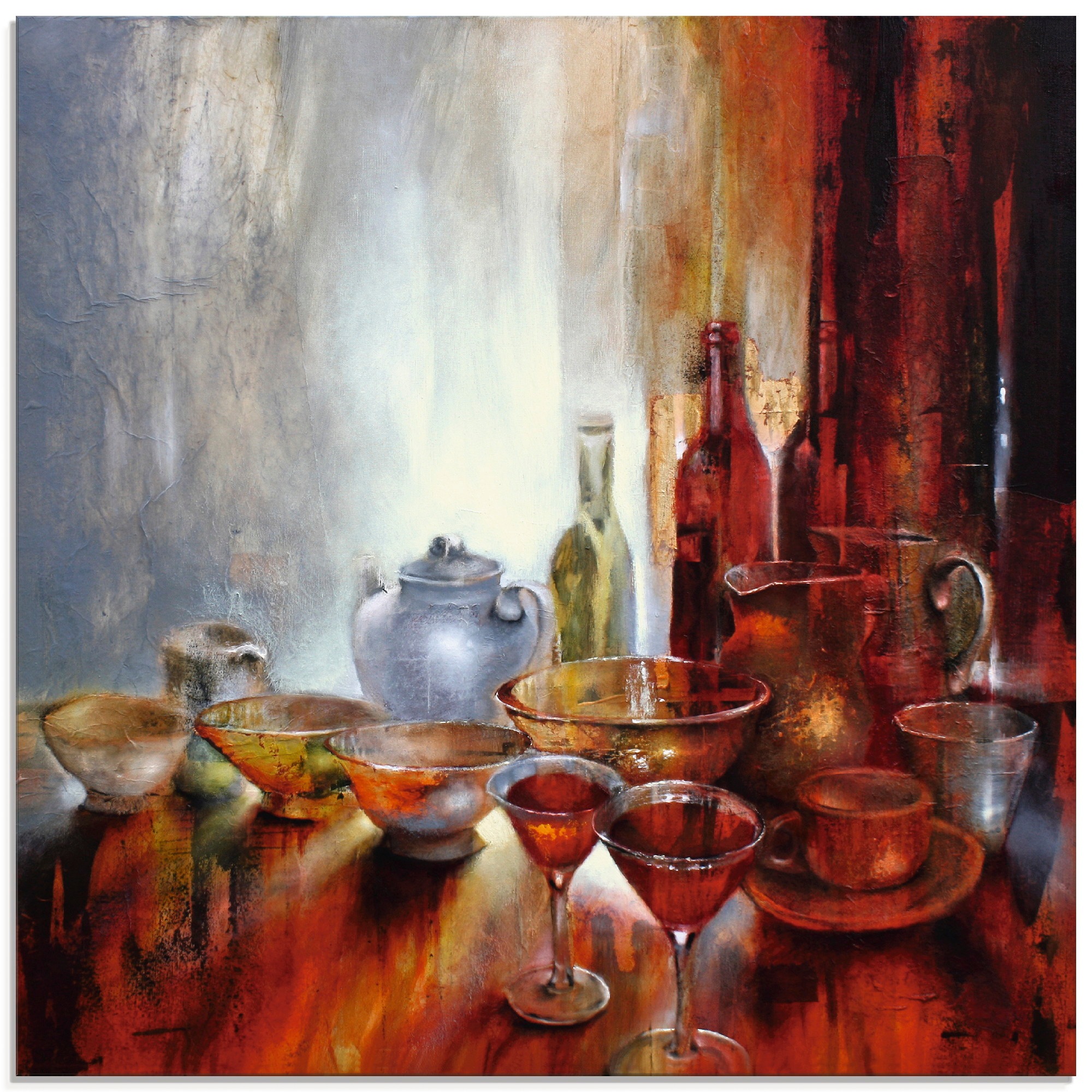 Image of Artland Glasbild »Stillleben mit grauer Teekanne«, Geschirr & Besteck, (1 St.) bei Ackermann Versand Schweiz