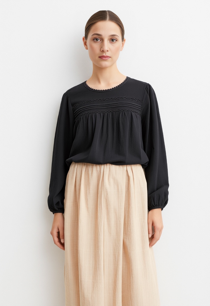 Image of Vero Moda Langarmbluse "VMDEBBIE LS PLEAT TOP WVN GA NOOS"