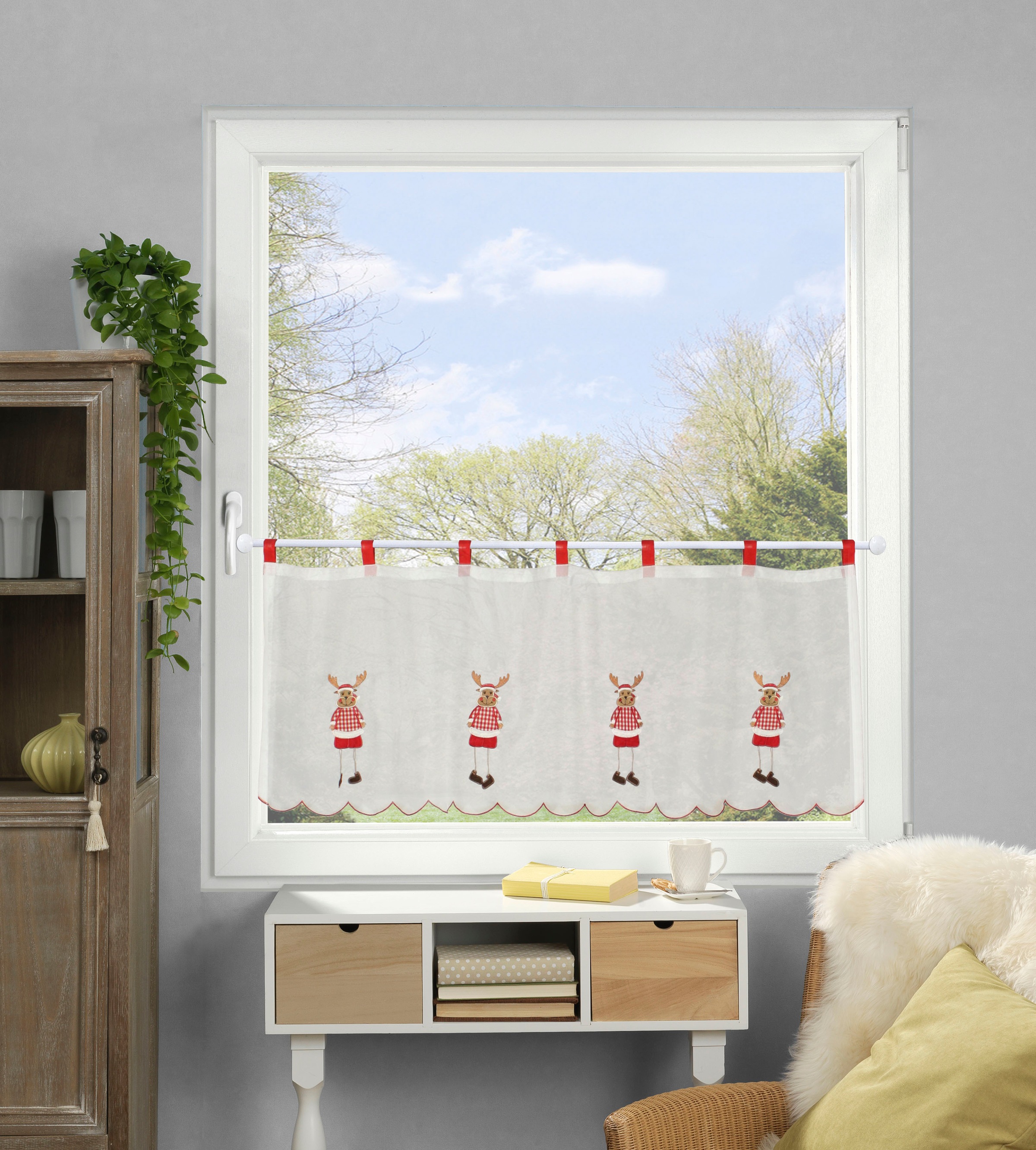 Image of HOME WOHNIDEEN Scheibengardine "RUDOLF" Schlaufen 1 Stk. tlg. HxB: 45x120