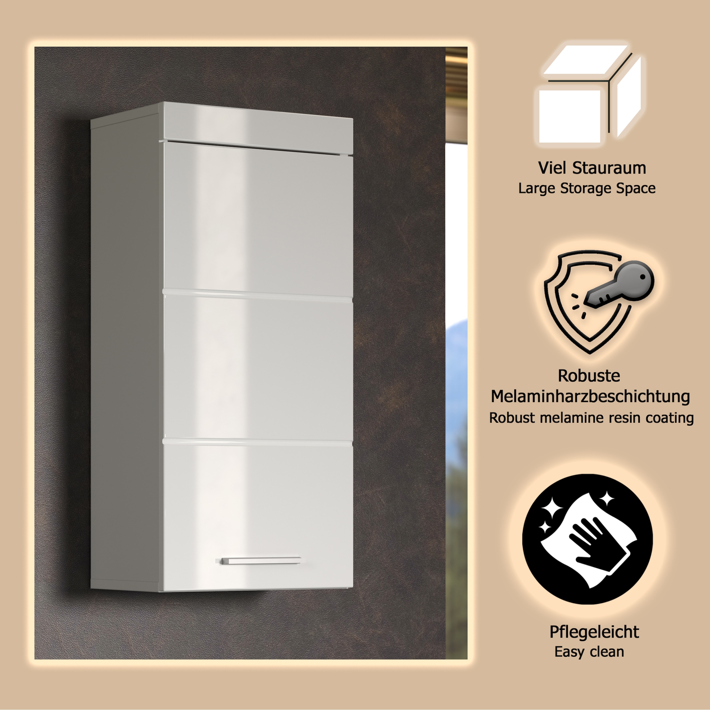 welltime Hängeschrank »Avena« Badschrank mit 1 Tür & 1 Boden - (B/T/H) 37/23/77 cm