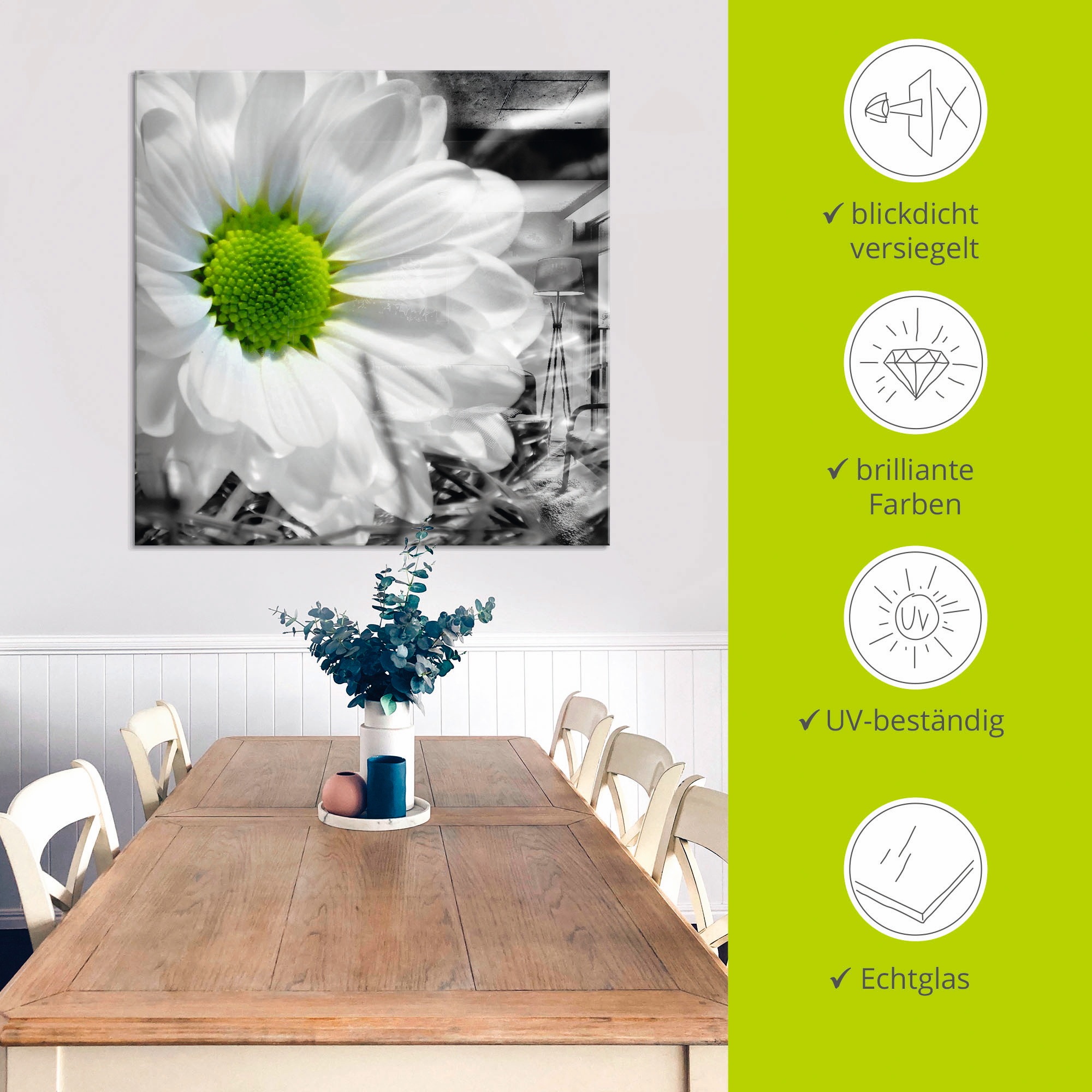Artland Glasbild »Weisse Blume«, Blumen, (1 St.), in verschiedenen Grössen