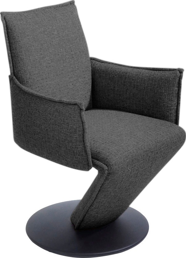 K+W Komfort & Wohnen Chaise de salle à manger »Drive, Drehstuhl« () fauteuil avec coque d'assise suspendue, plateau tournant en métal noir structuré