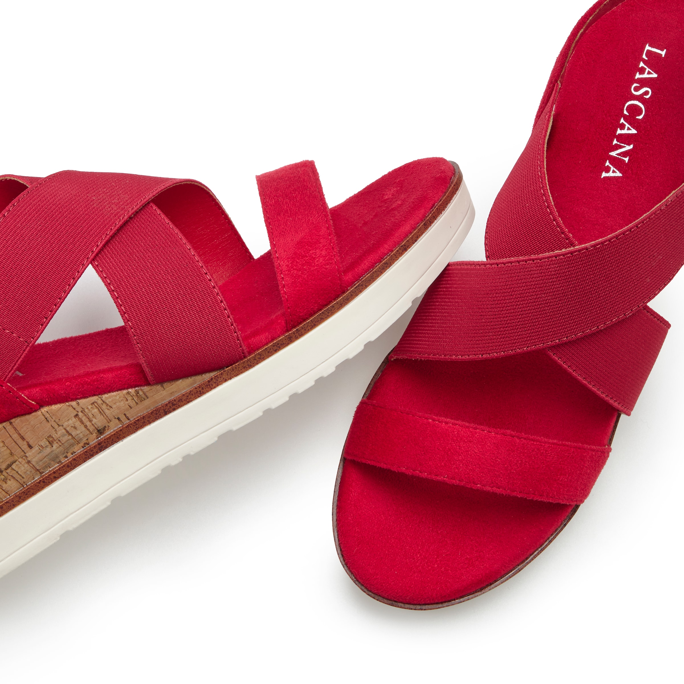 LASCANA Sandalette »Sommerschuh«, Sandale, Sommerschuh mit Keilabsatz und elastischen Riemen VEGAN